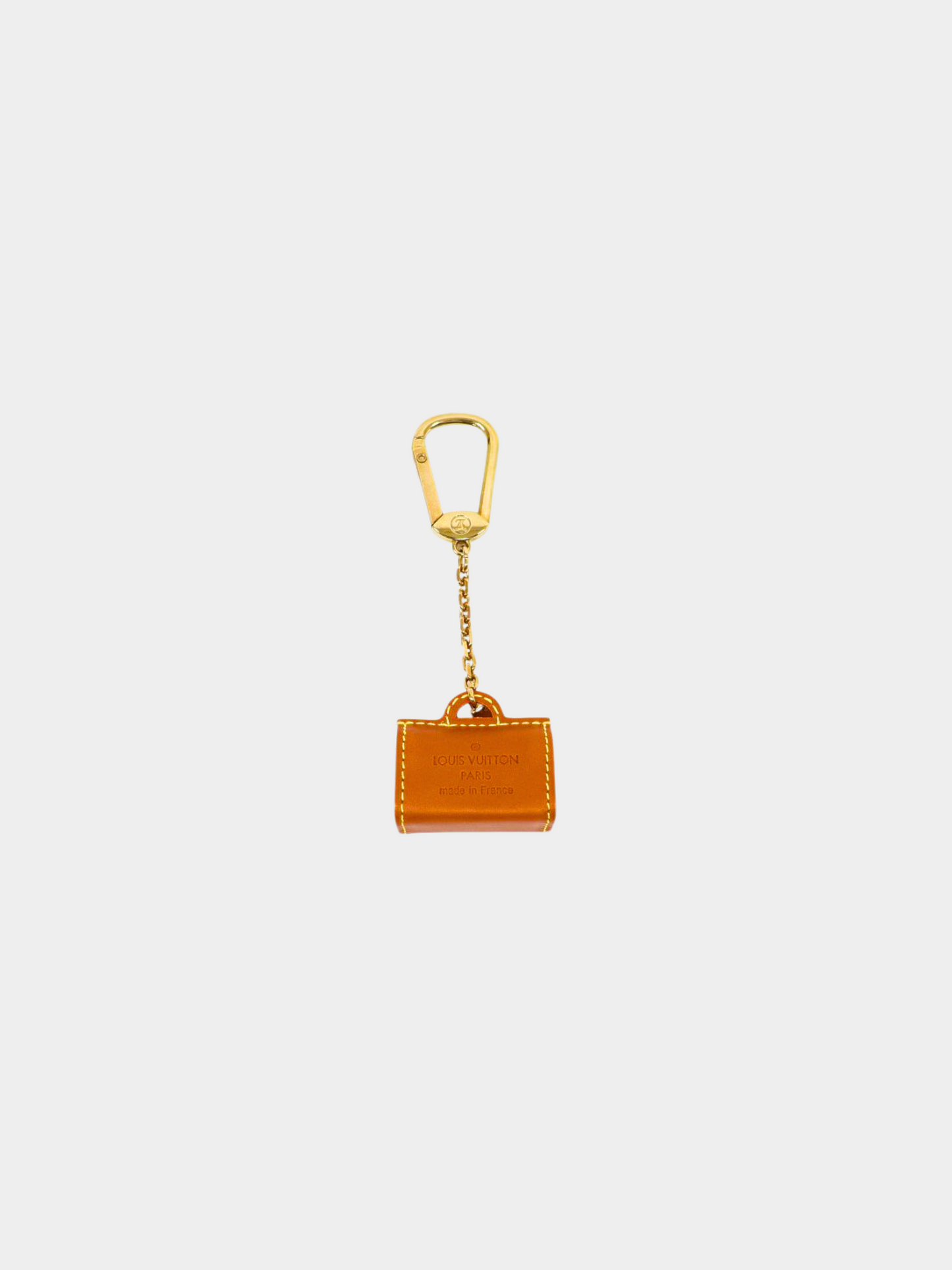 Louis Vuitton 2010s Brown Leather and Gold Bag Keychain Charm