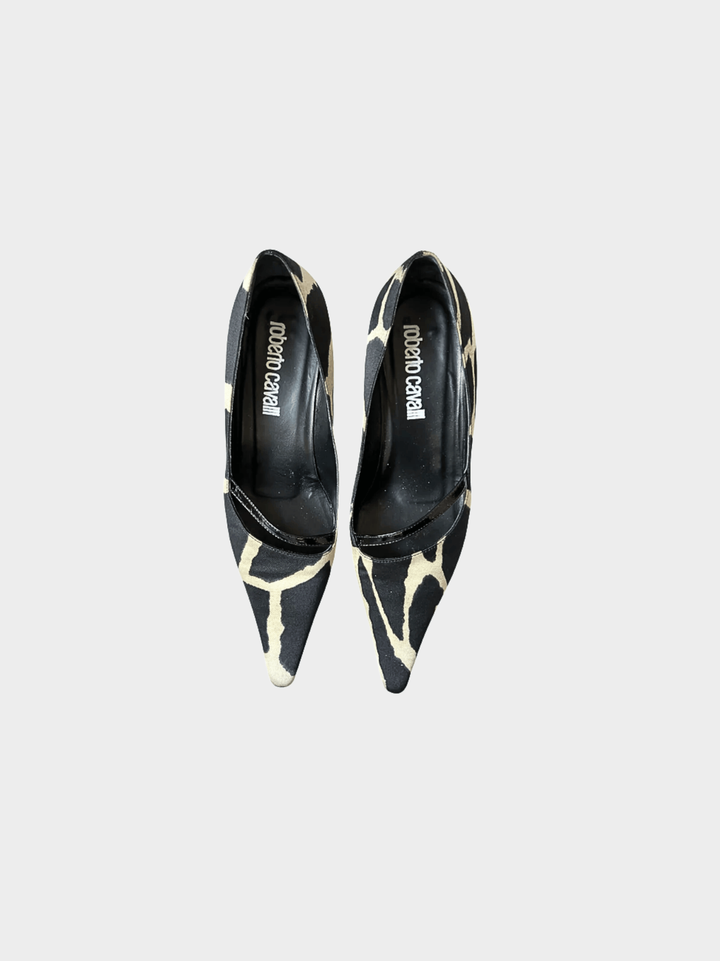 Roberto Cavalli 2000s Satin Zebra Print Heels