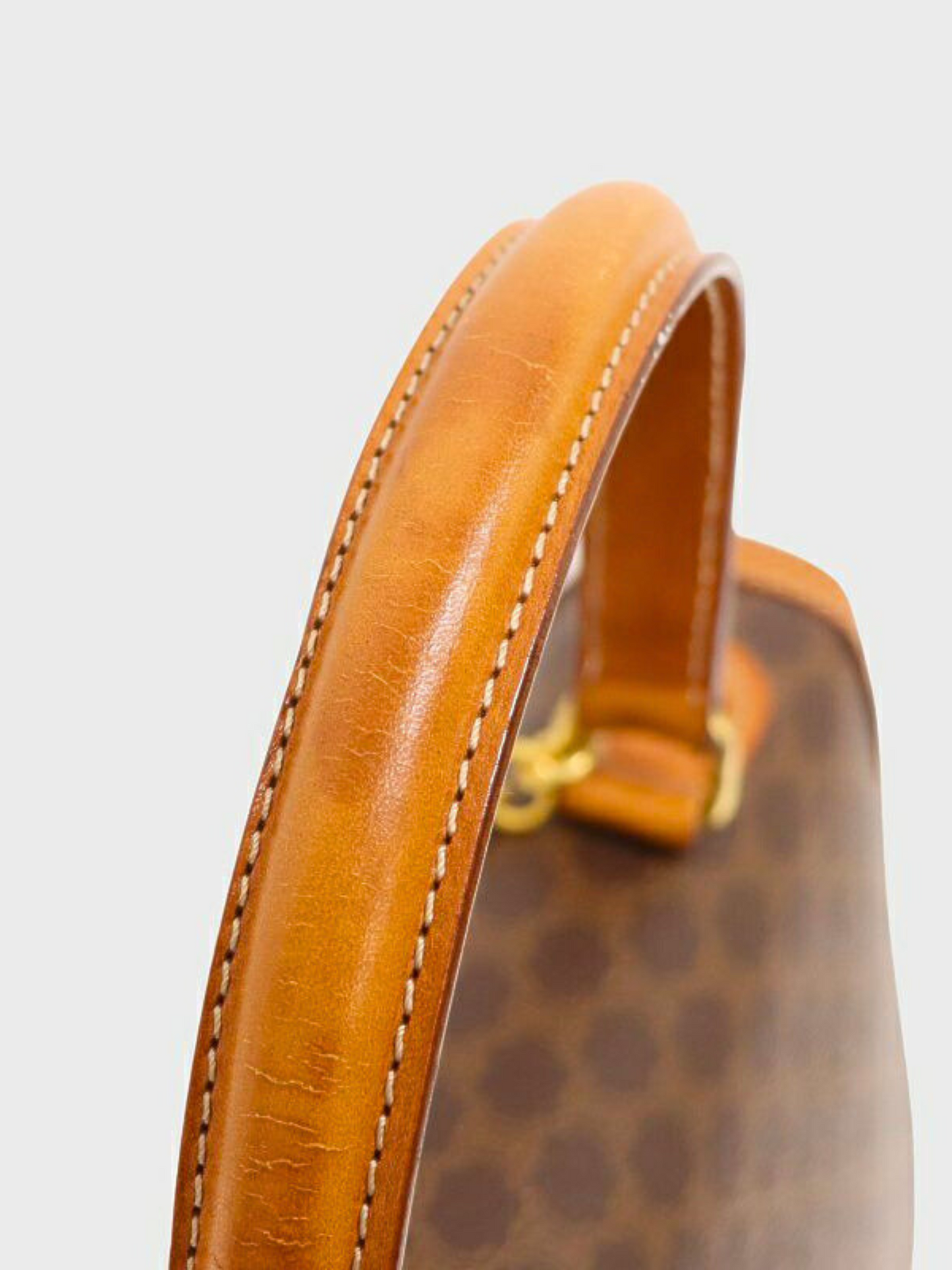 Celine 1990s Brown Macadam PVC and Leather Gancini Hardware Handbag