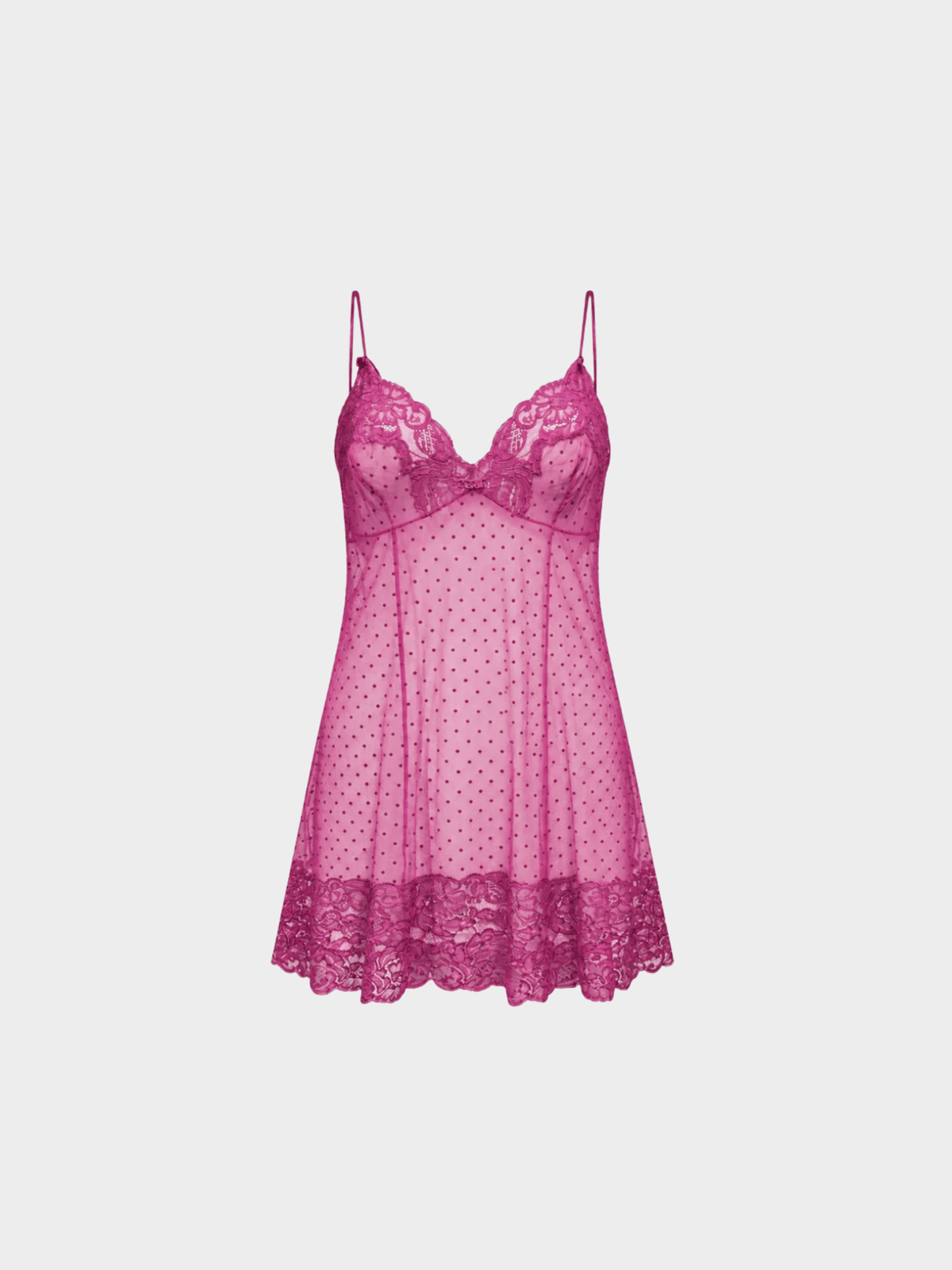 La Perla 2000s Pink Polka Dot Lace Slip Dress