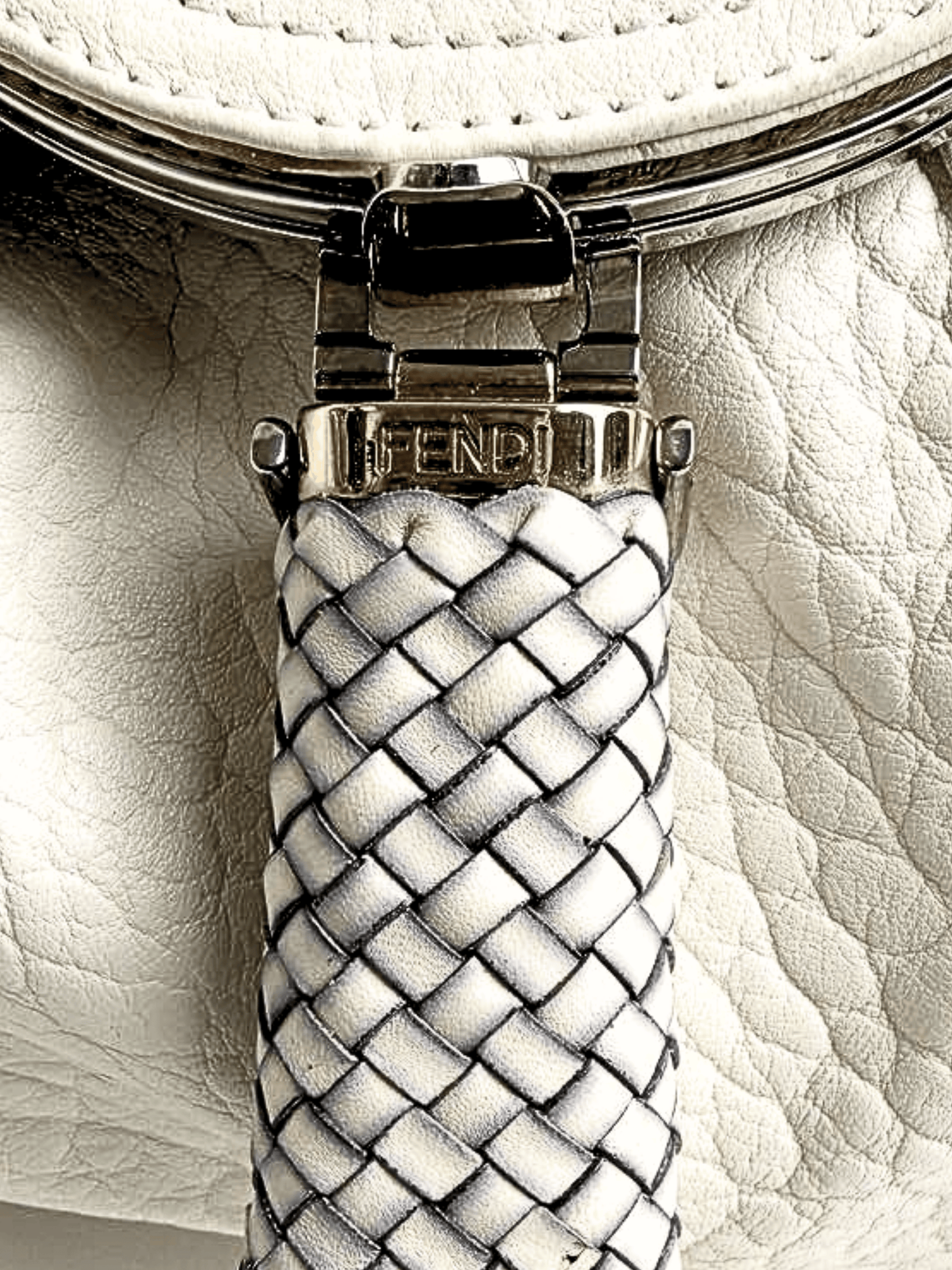 Fendi 2000s White Leather Nappa Nuvolata Spy Bag