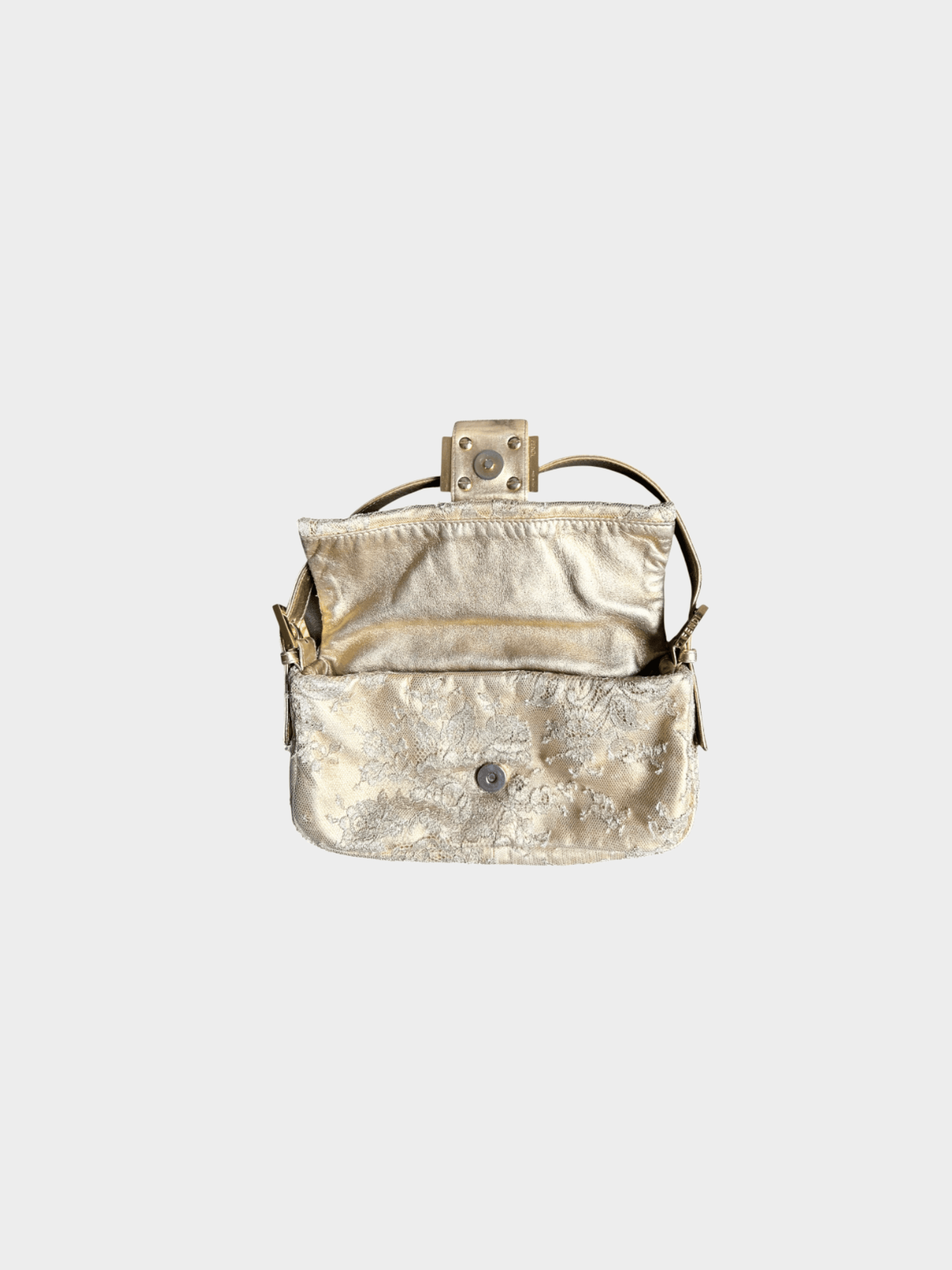 Fendi 2000s Champagne Lace Crystal Baguette Bag