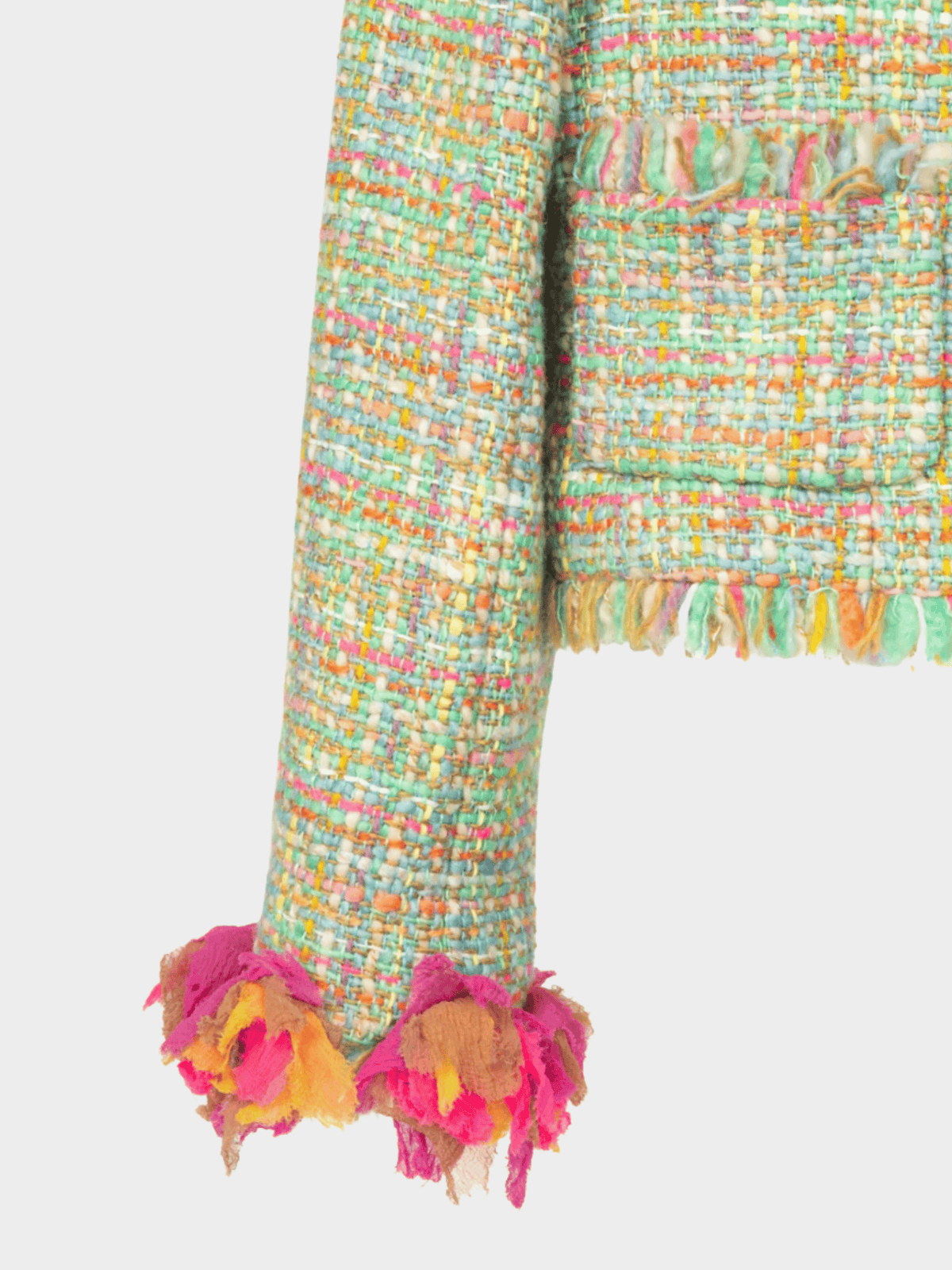 Chanel Métiers d’Art 2001 Mint-Green Wool-Tweed Rosette-Trim Jacket