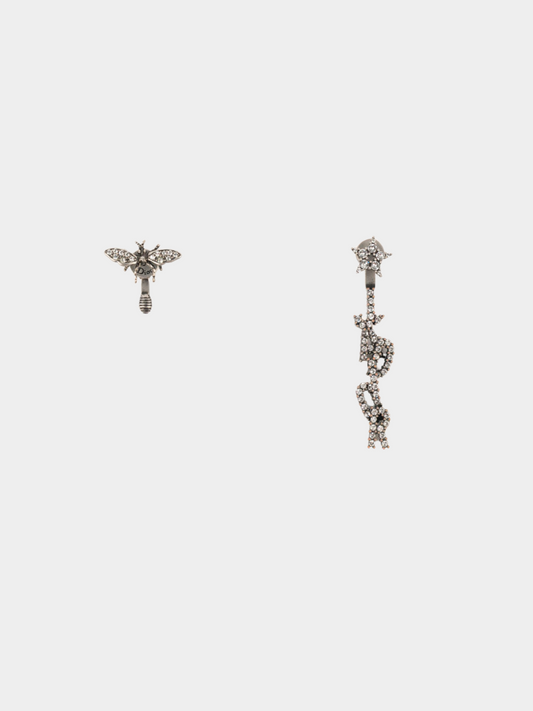 Christian Dior 2000s Dark Silver Jadior Rhinestone Stud Earrings
