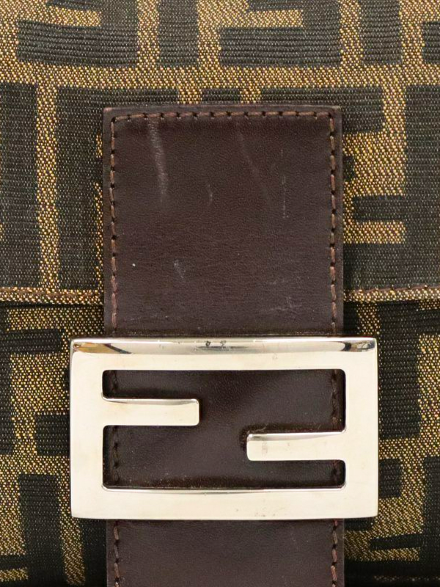 Fendi 2010s Brown Monogram Zucca Baguette Bag