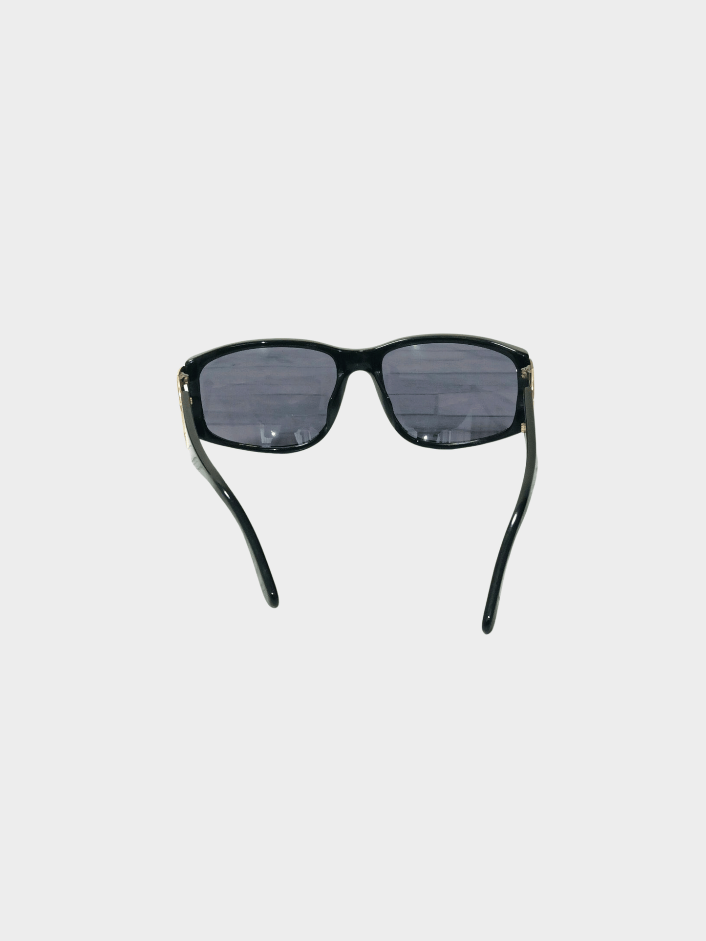 Chanel 2000s Black CC Rectangular Cat Eye Sunglasses