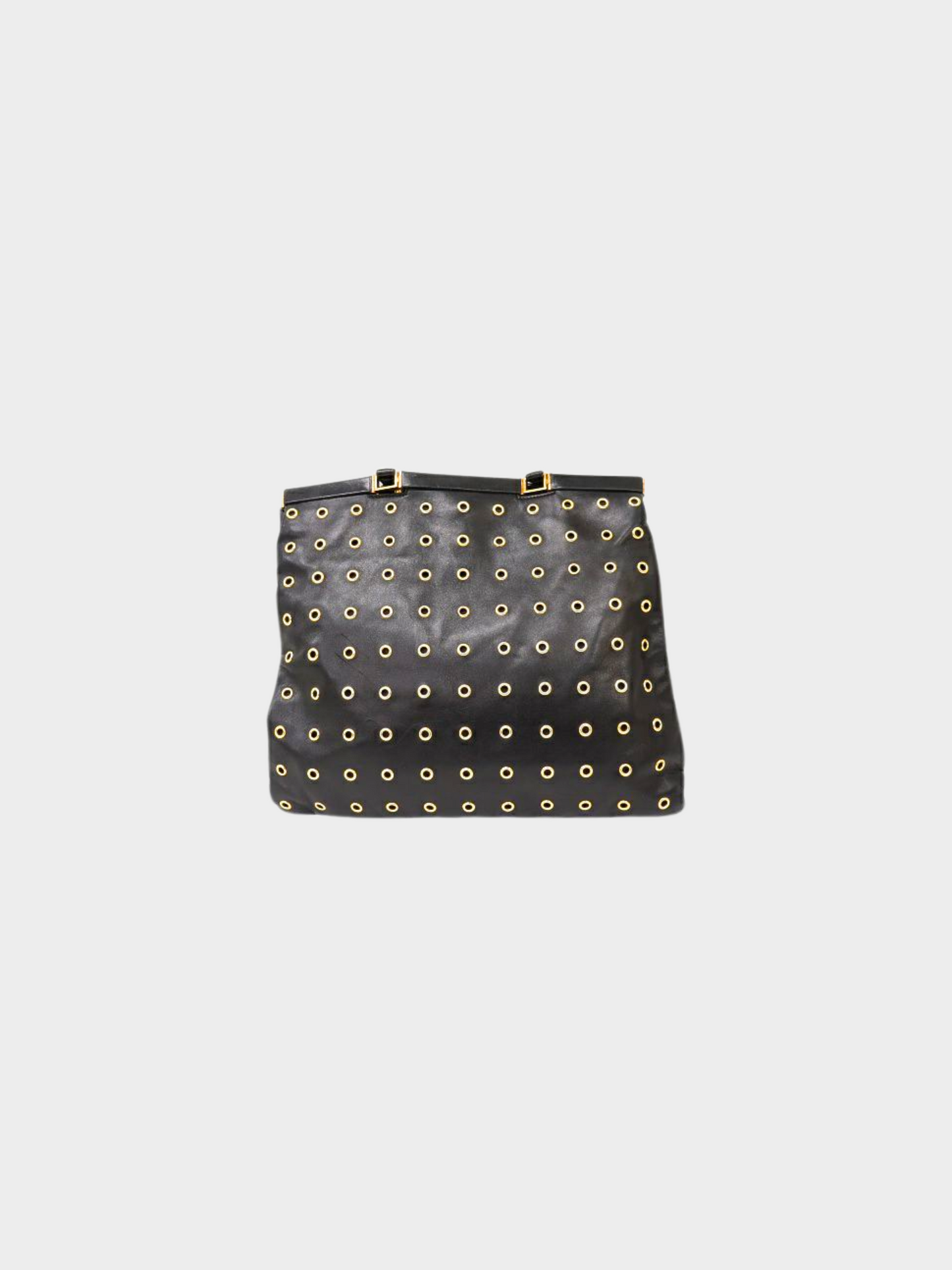 Prada 2000s Black Leather Grommet Tote Bag