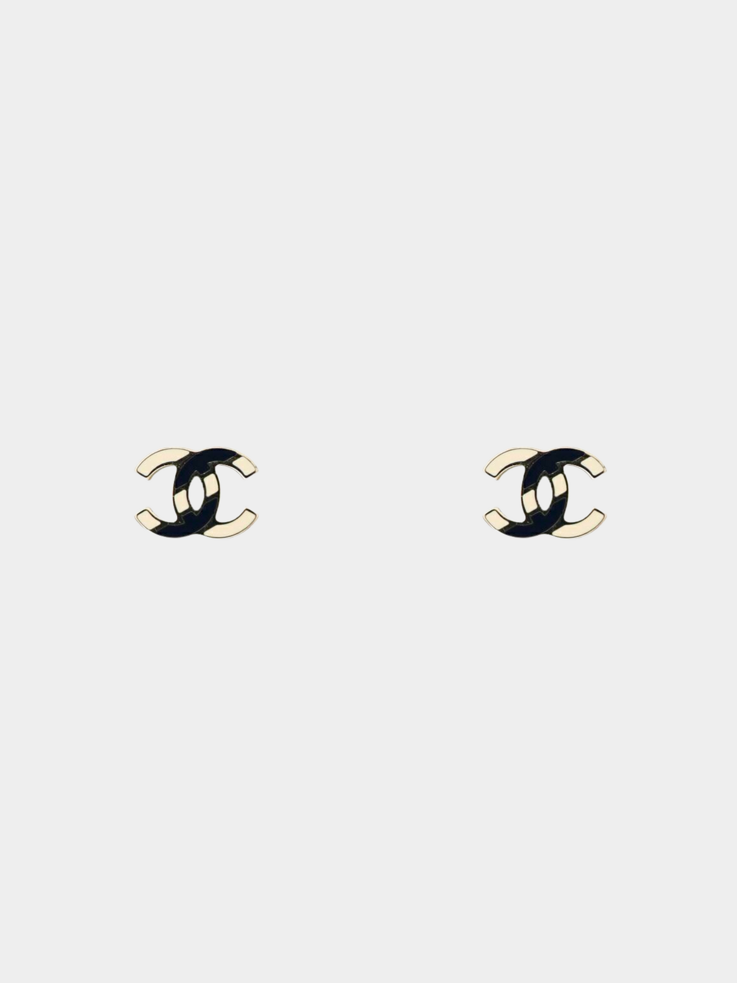 Chanel 2010s Black and White Coco Stud Earrings