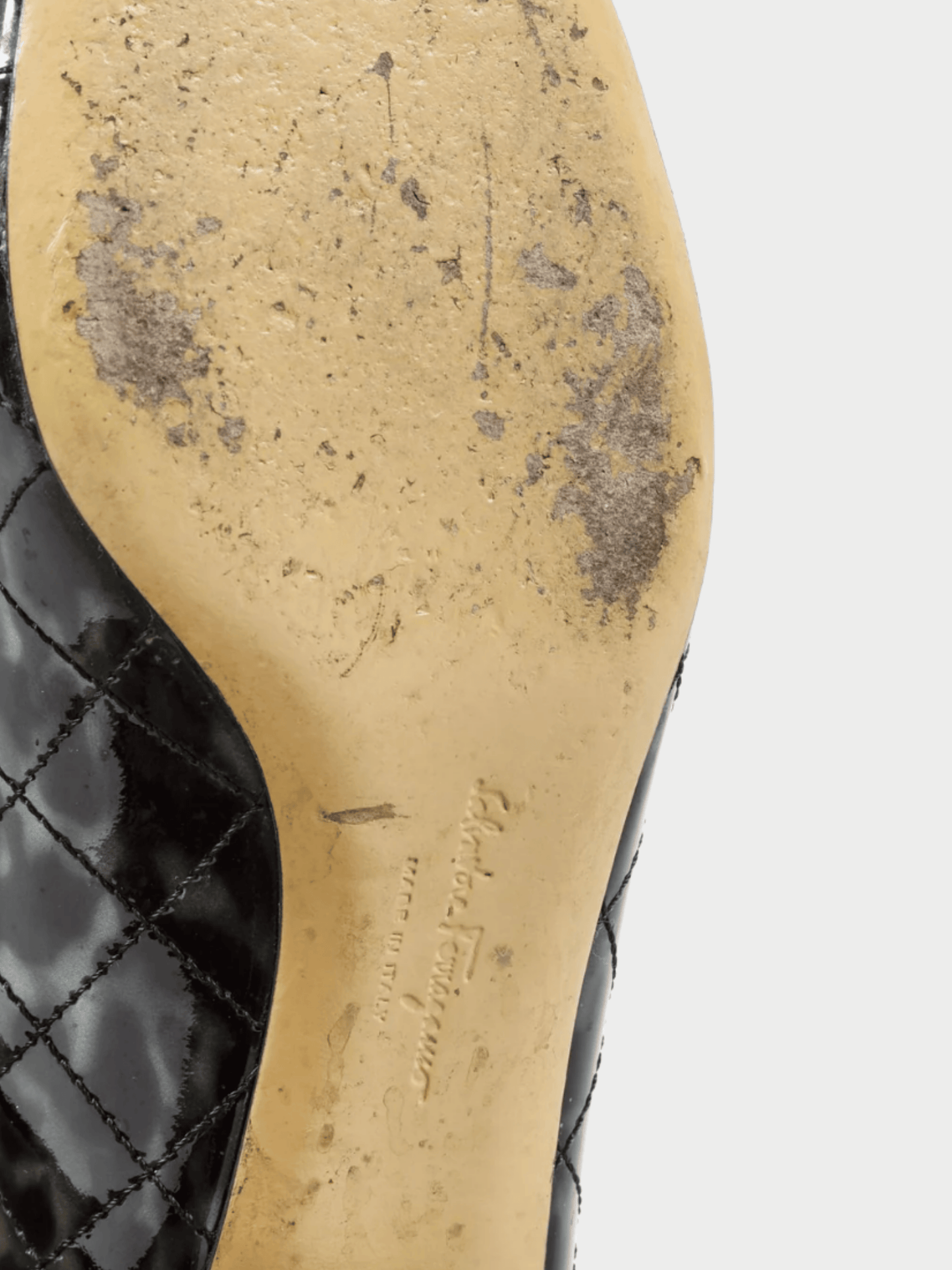 Salvatore Ferragamo 2000s Leopard Patent Quilted Vara Pumps