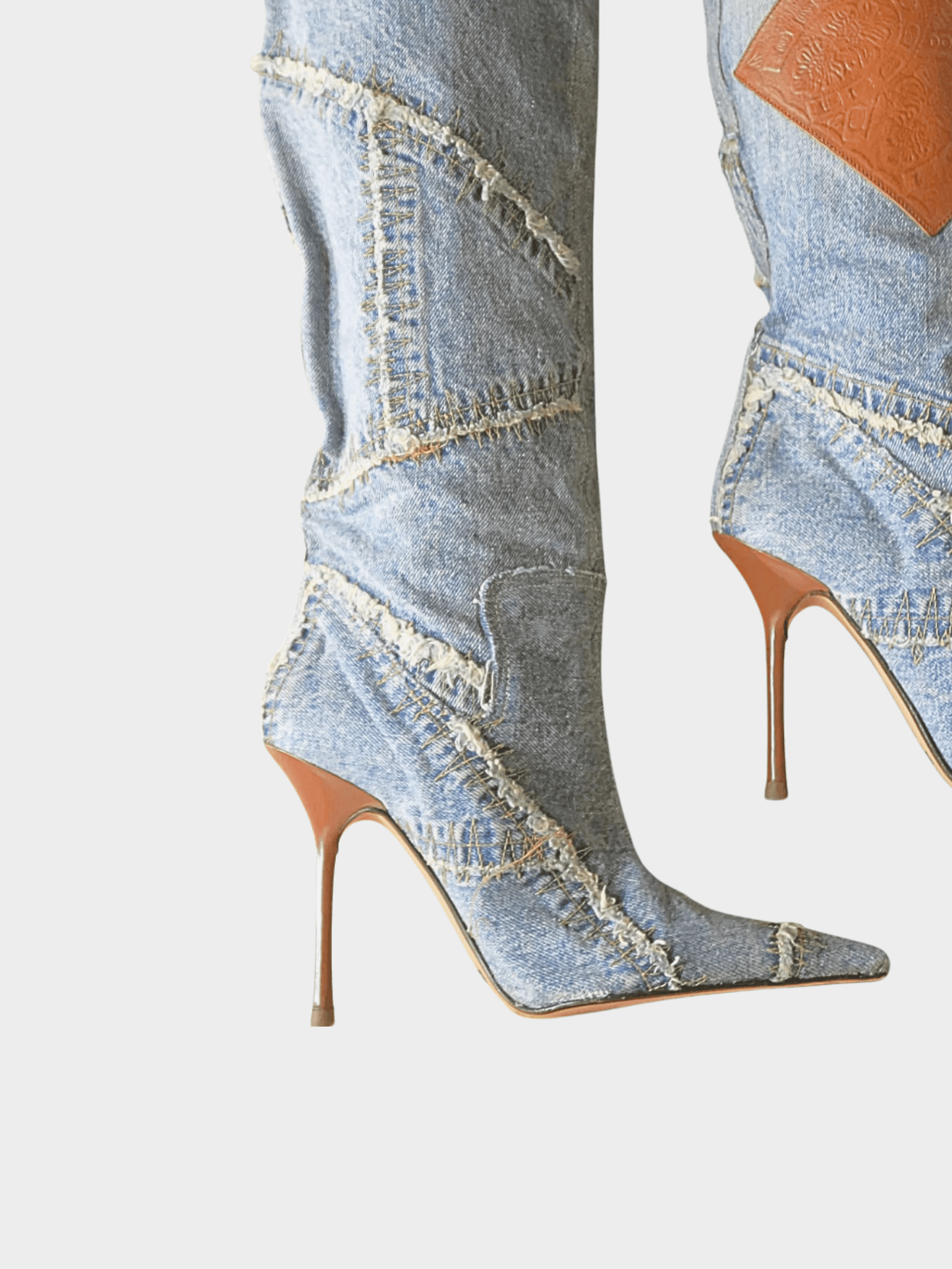 Dolce and Gabbana 2000s Blue Denim Patchwork Boots
