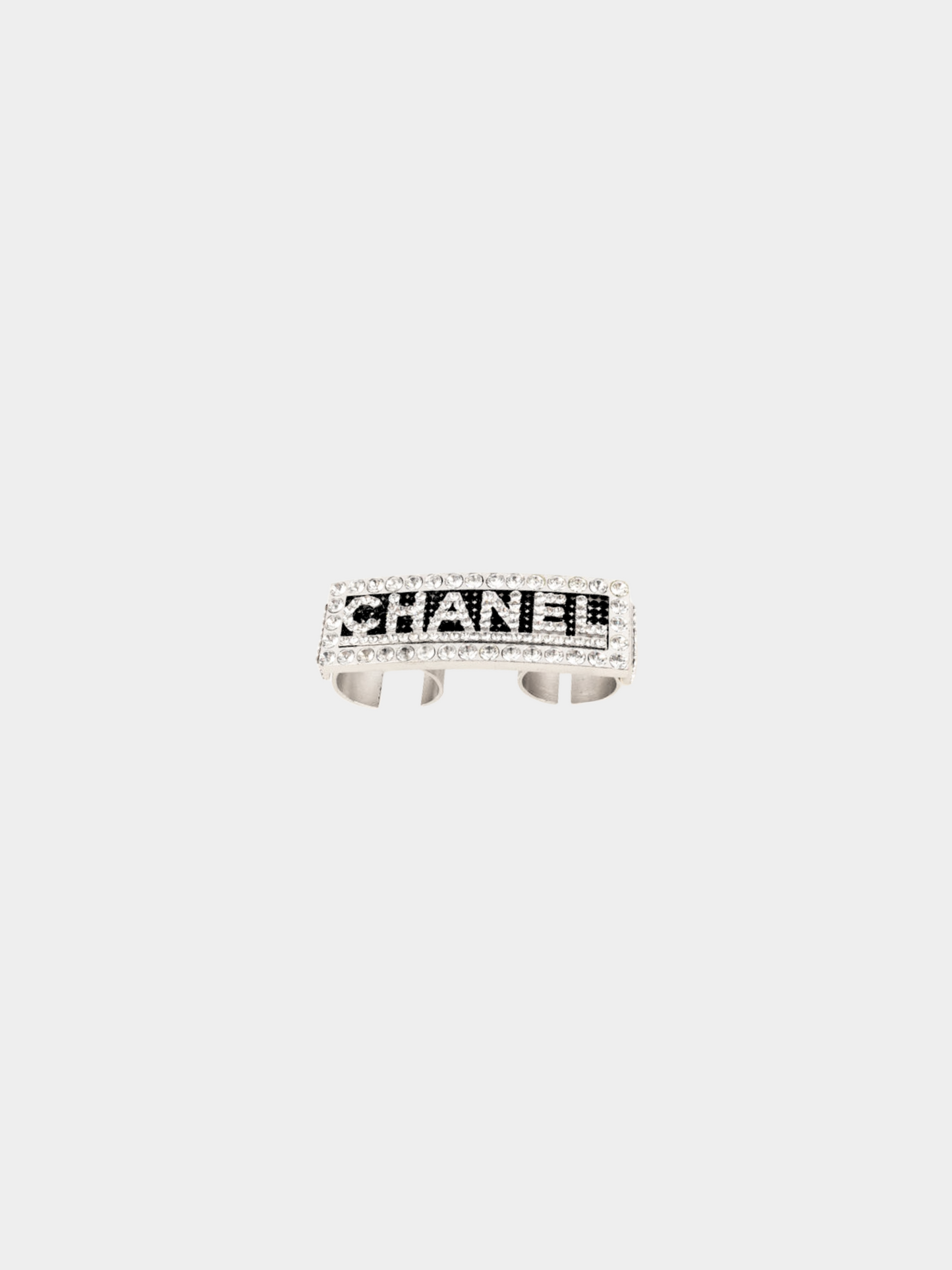 Chanel SS 2003 Silver Rhinestone Double ring