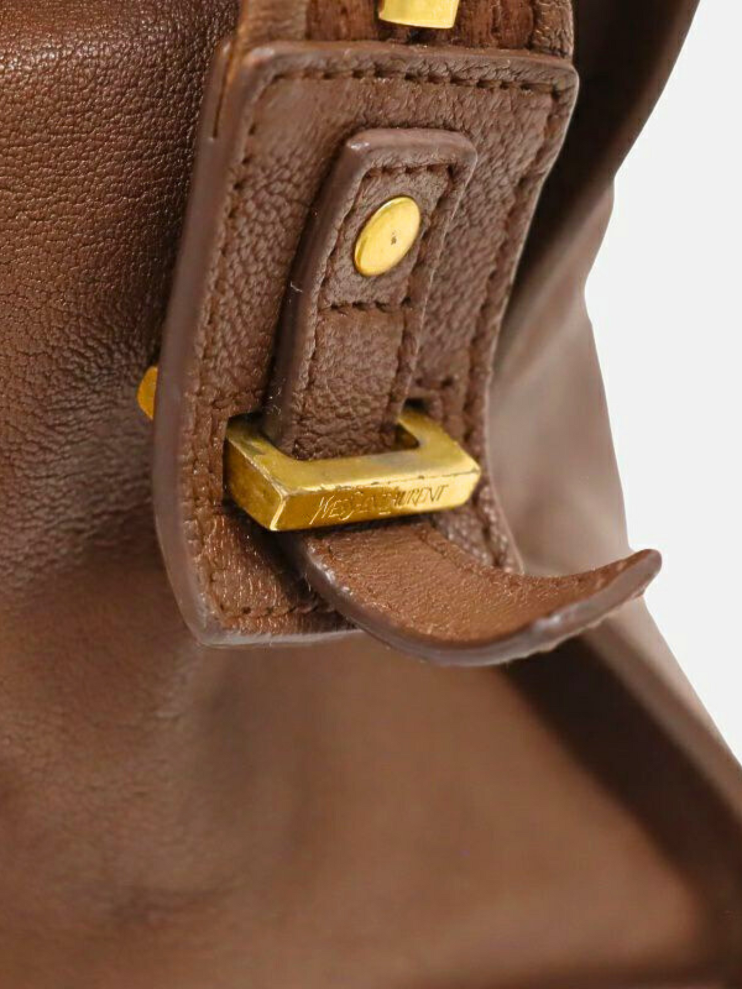 Yves Saint Laurent 2010s Brown Leather Y-Line Cabas Chic Bag
