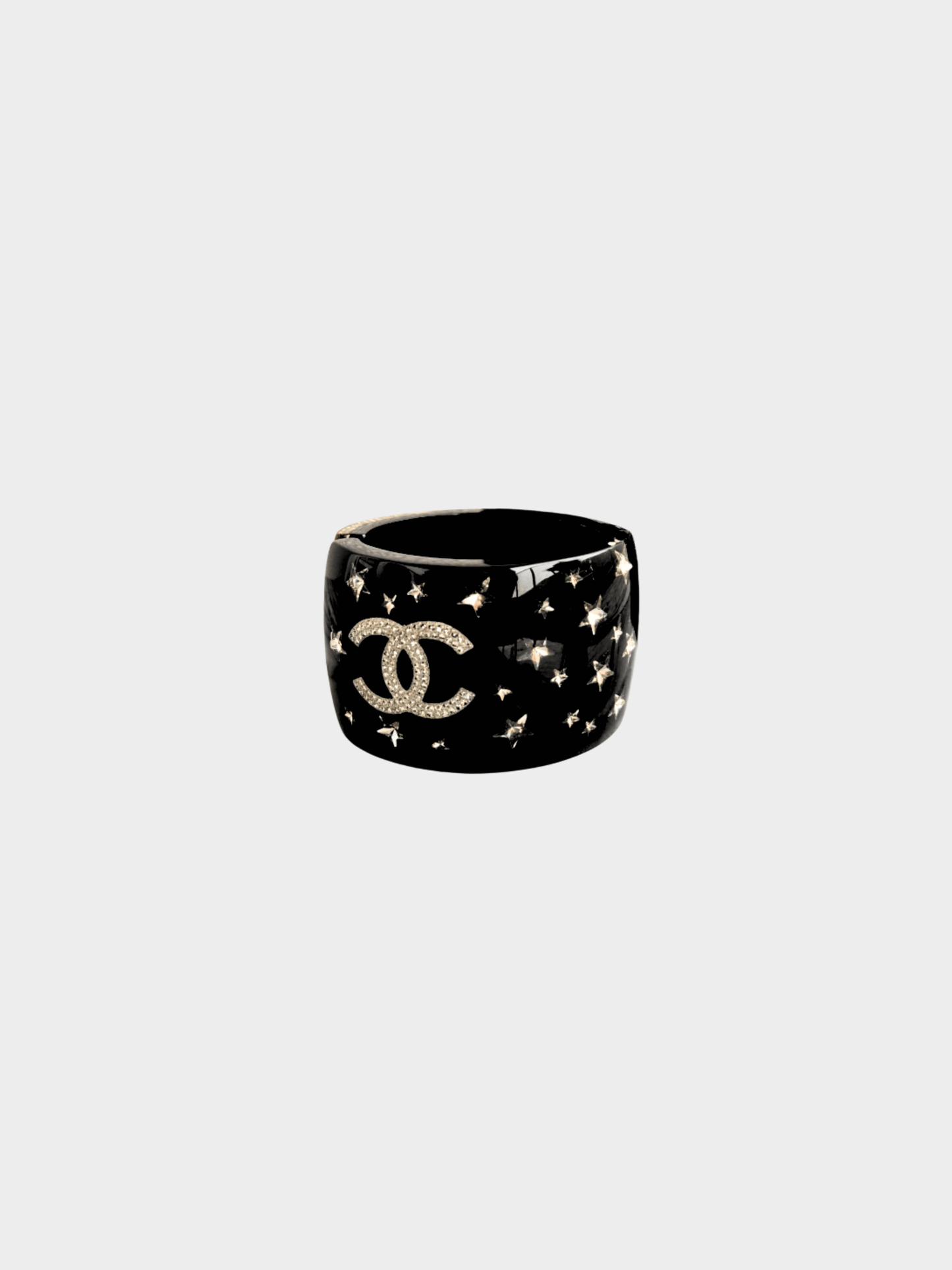 Chanel SS 2008 Black Star Bangle Bracelet