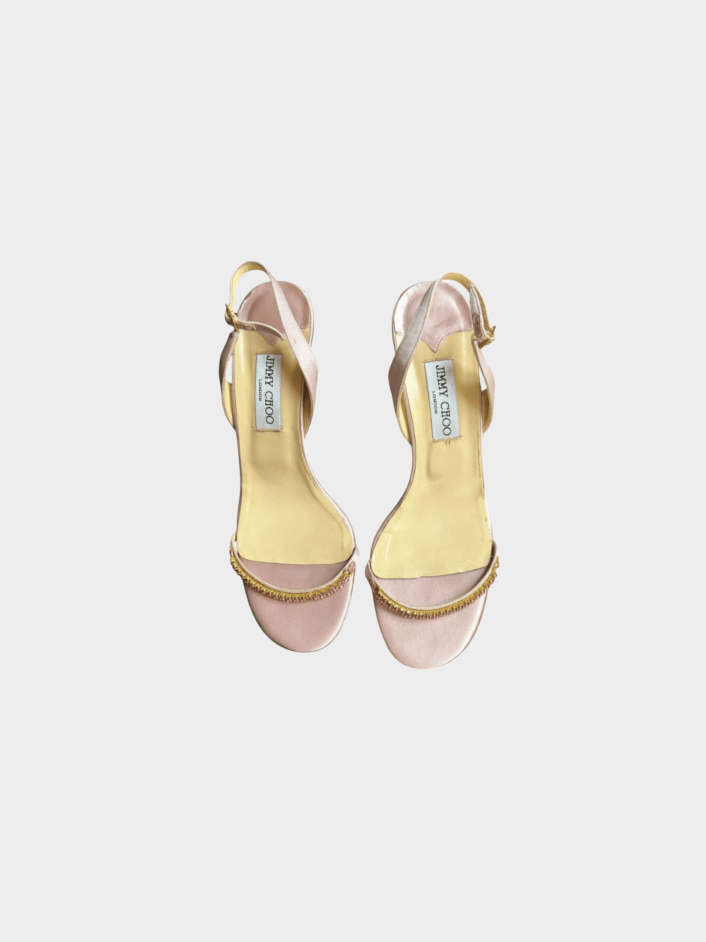 Jimmy Choo 2000s Pink Satin Crystal Sling Back Heels