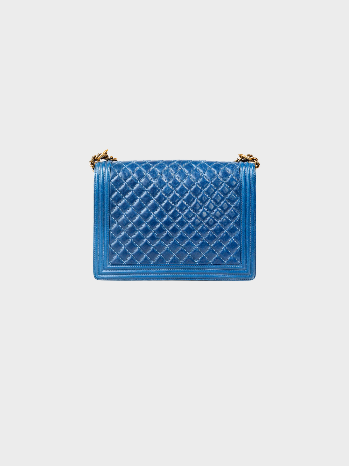 Chanel by Karl Lagerfeld 2012 Blue Quilted Large Boy Chain Shoulder Bag
