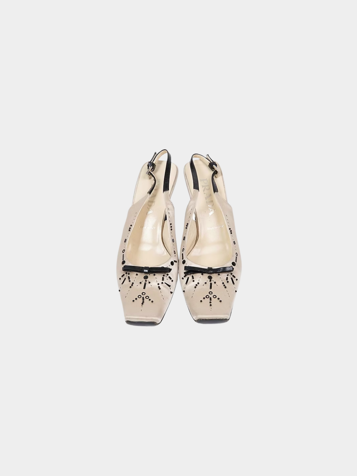 Prada SS 2000 Ivory Embellished Satin Mules