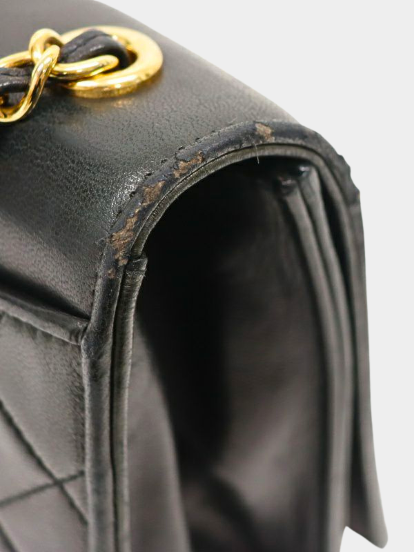 Chanel 1990–1991 Black Lambskin Matelassé Chain Shoulder Bag