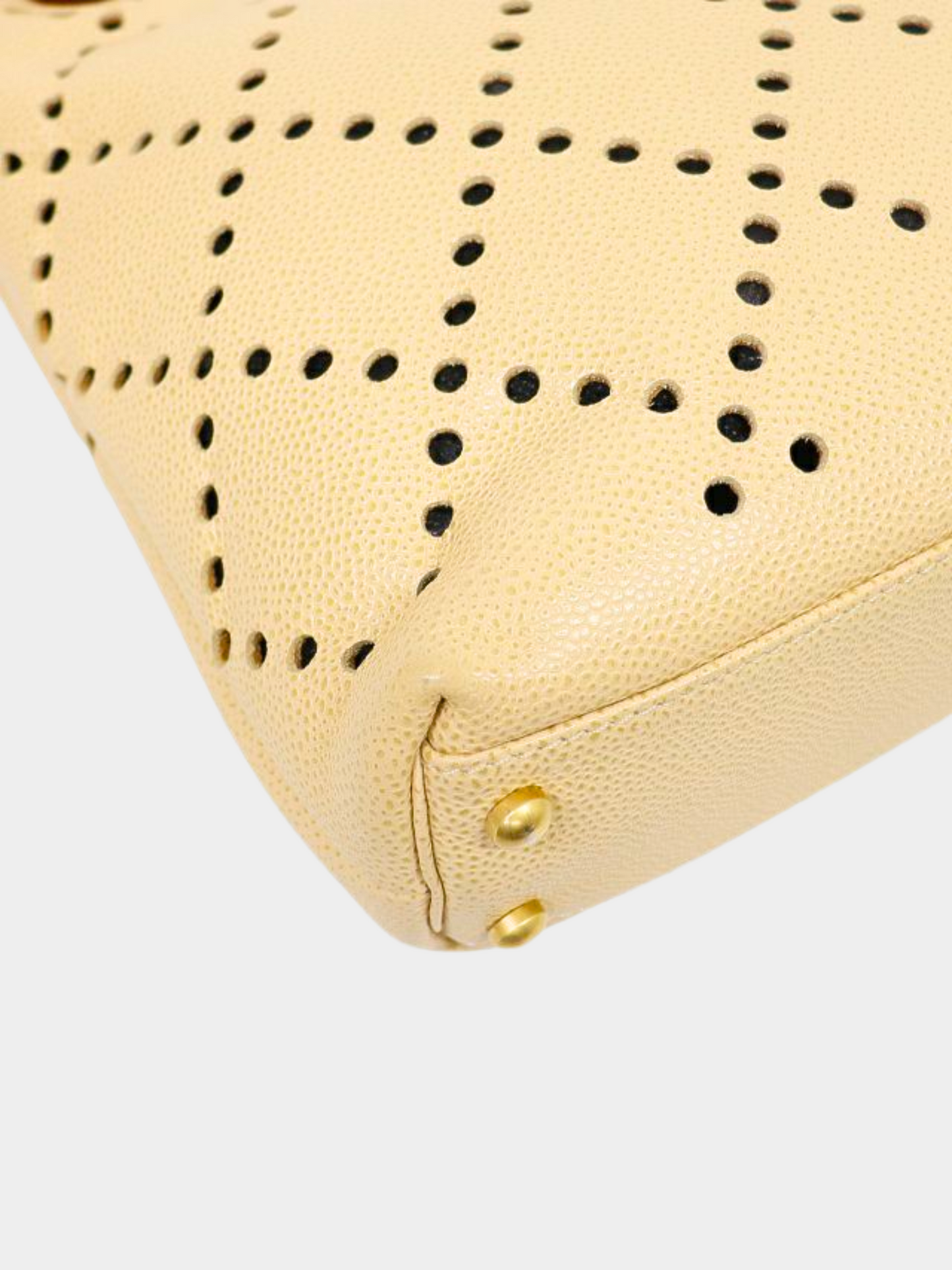 Chanel 2003 Beige Perforated Chain Bag
