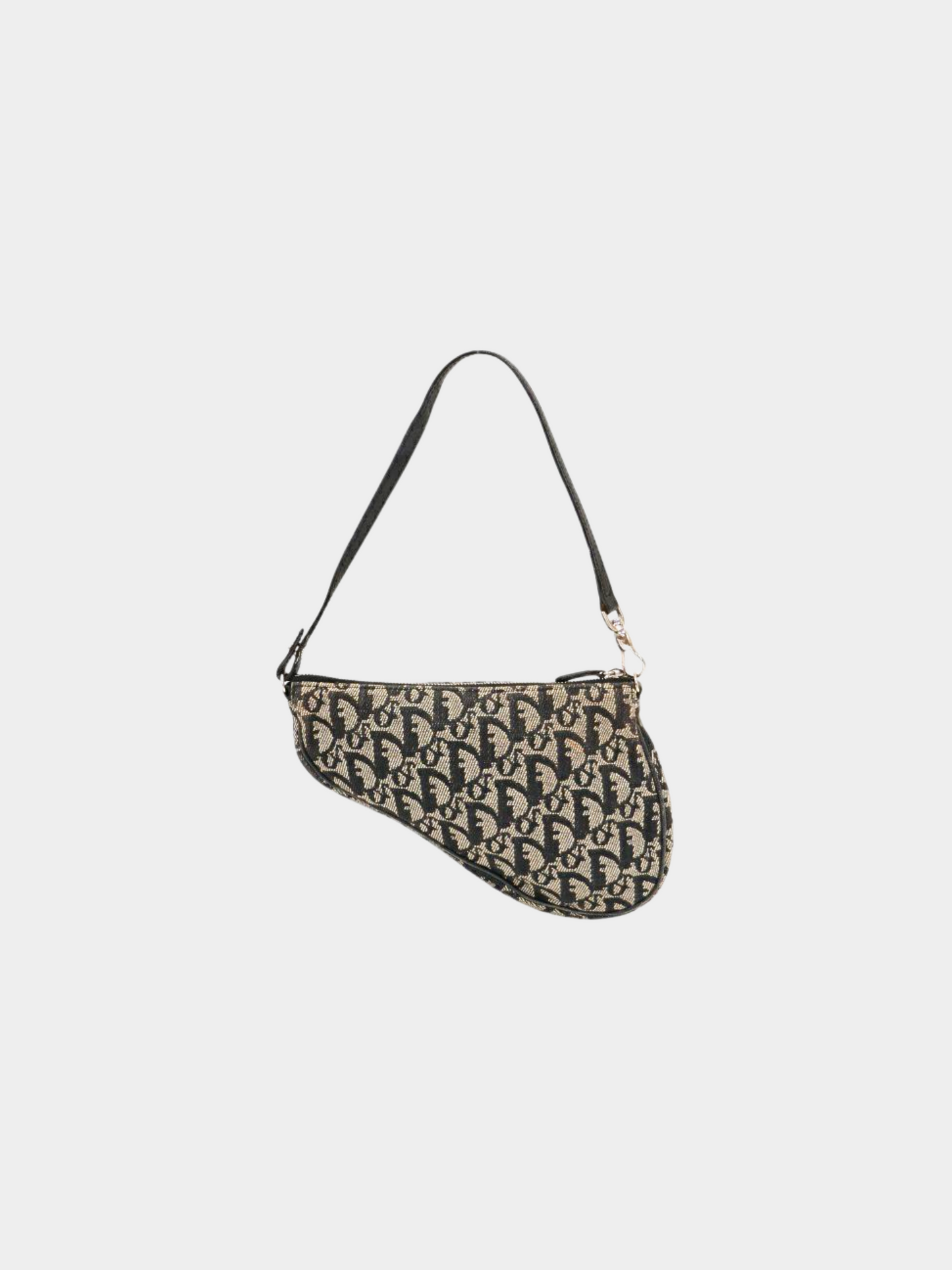 Christian Dior 2000s Navy Trotter Canvas Saddle Bag