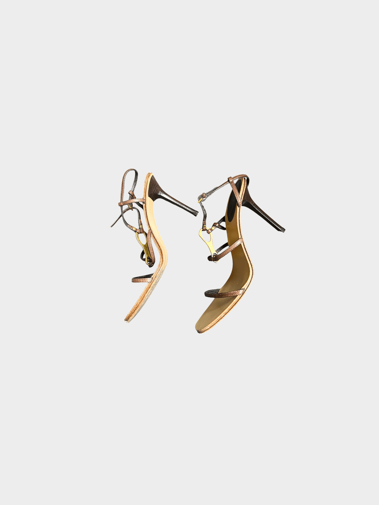 Gucci 2000s Brown Leather Bamboo Open Toe Sandal