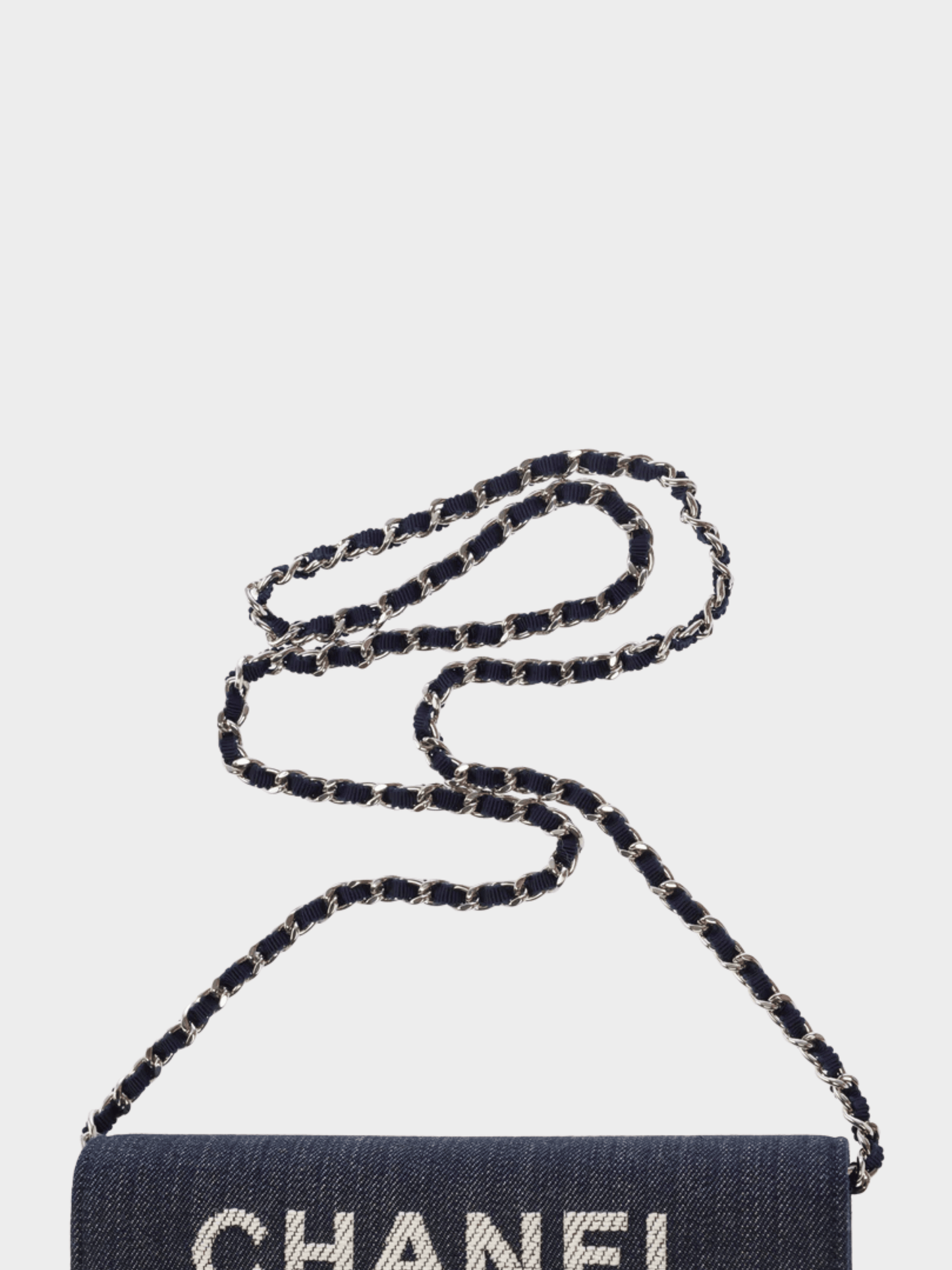 Chanel 2016 Navy Denim Wallet on Chain Bag