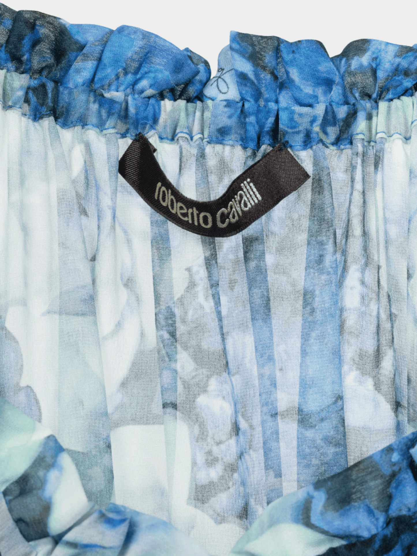 Roberto Cavalli 2011 Blue and Navy Floral-Silk Combo Mini Dress