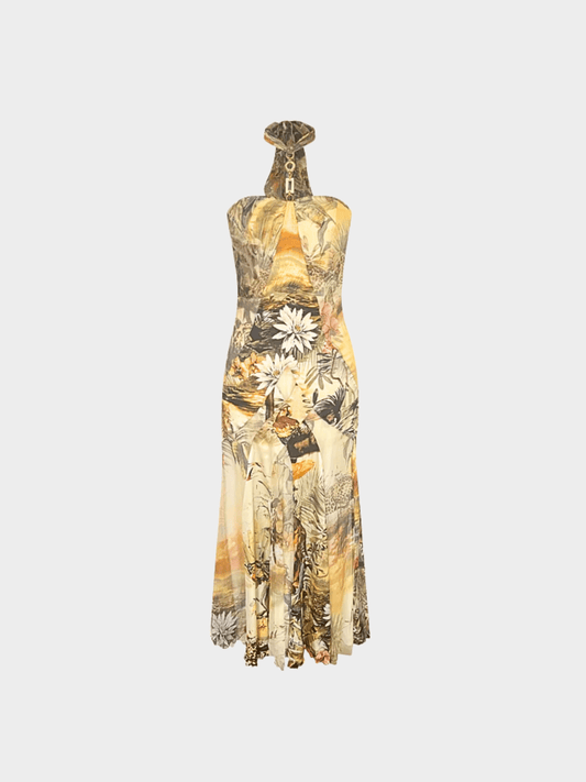 Roberto Cavalli SS 2008 Jungle Print Silk Halterneck Dress