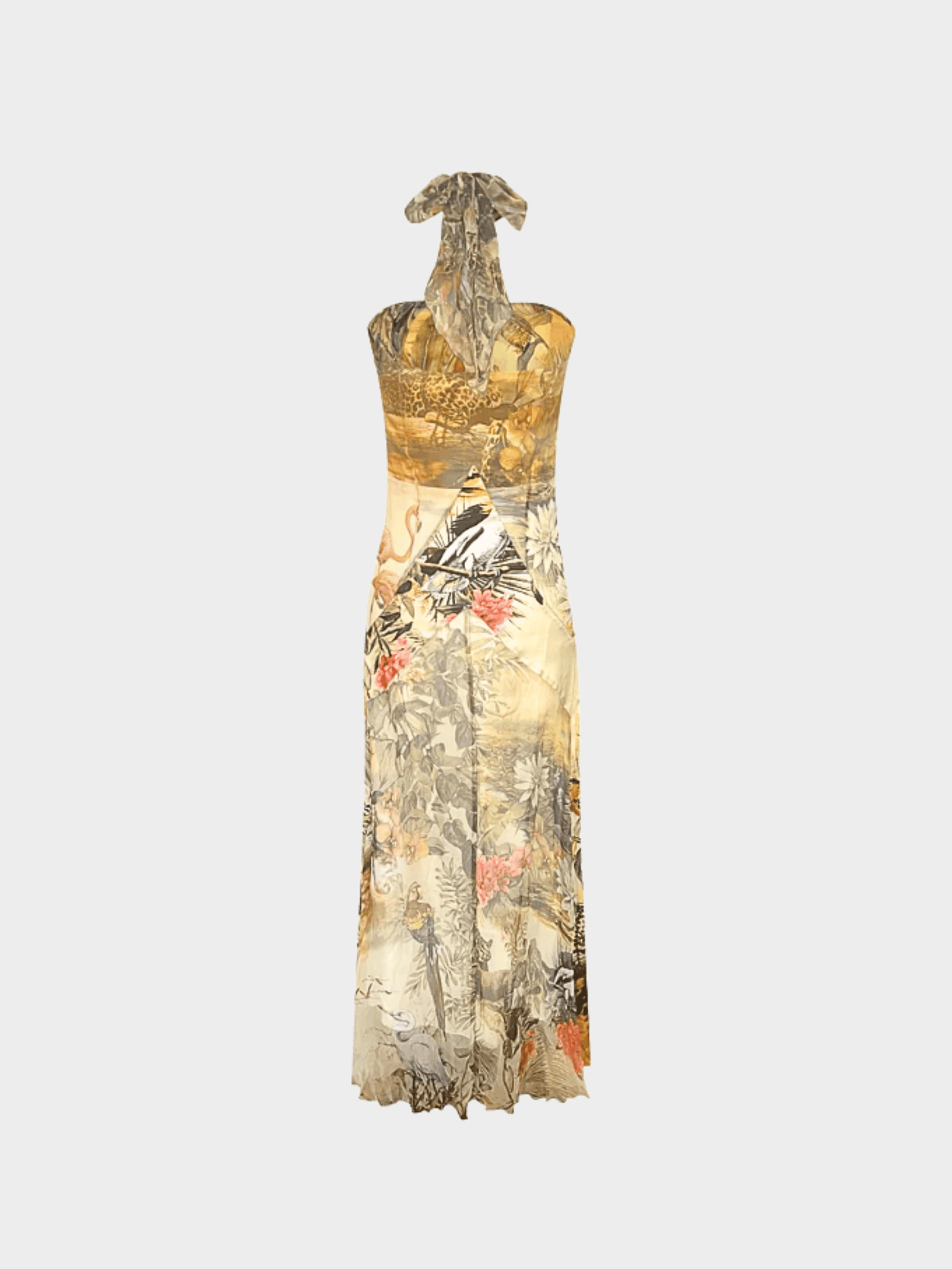 Roberto Cavalli SS 2008 Jungle Print Silk Halterneck Dress
