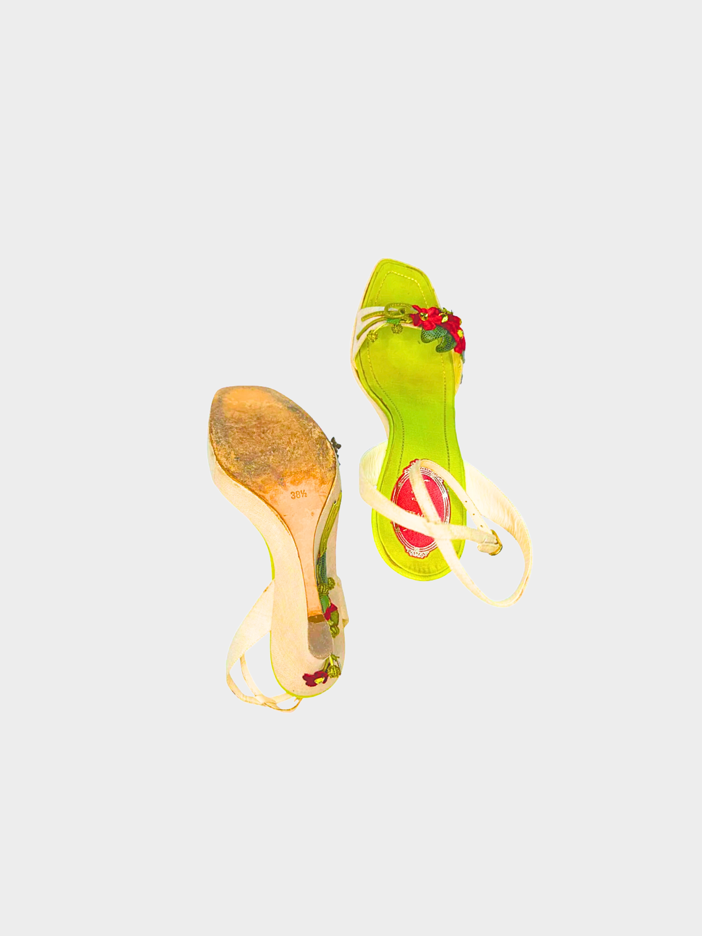 René Caovilla 2000s Floral Emrboidered Wedges