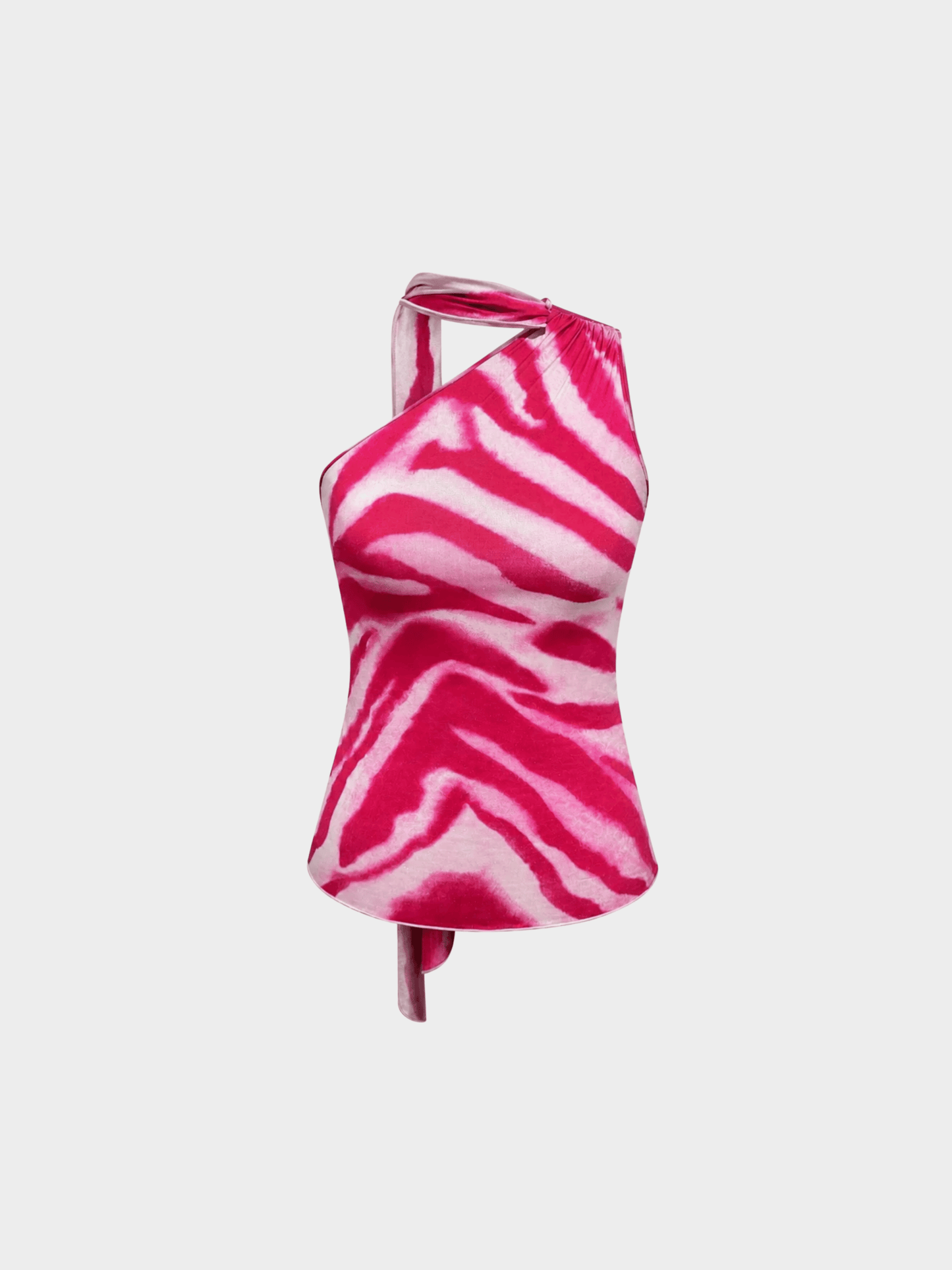 Emanuel Ungaro SS 2001 by Giambattista Valli Runway Pink Asymmetric Zebra Print Halter Top