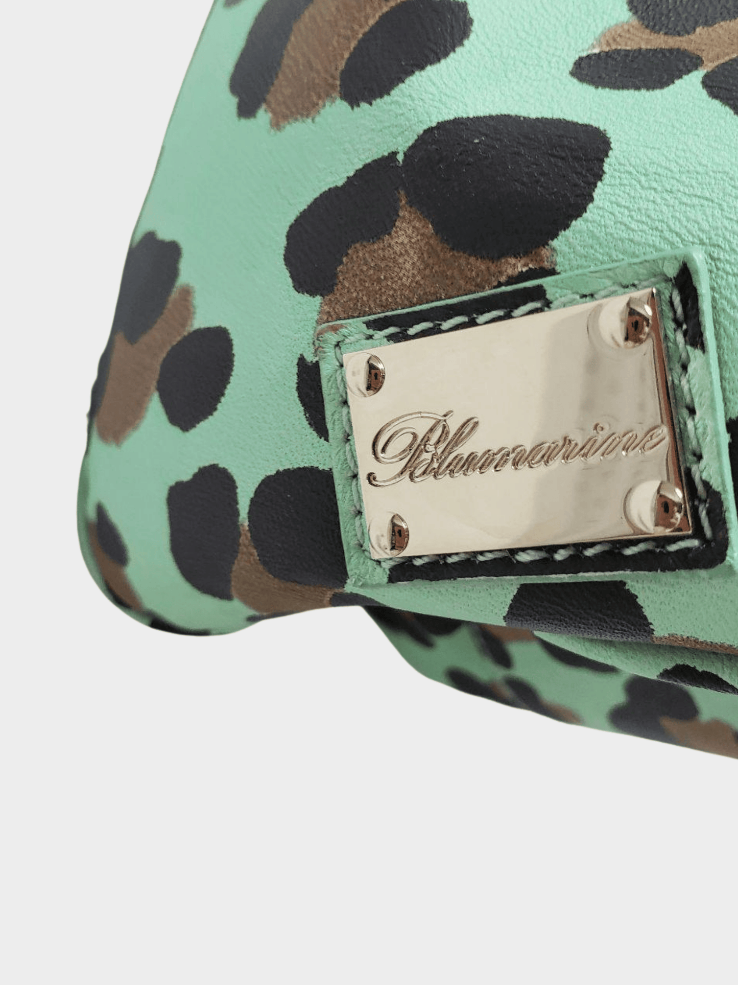 Blumarine 2000s Green Leopard Print Handbag