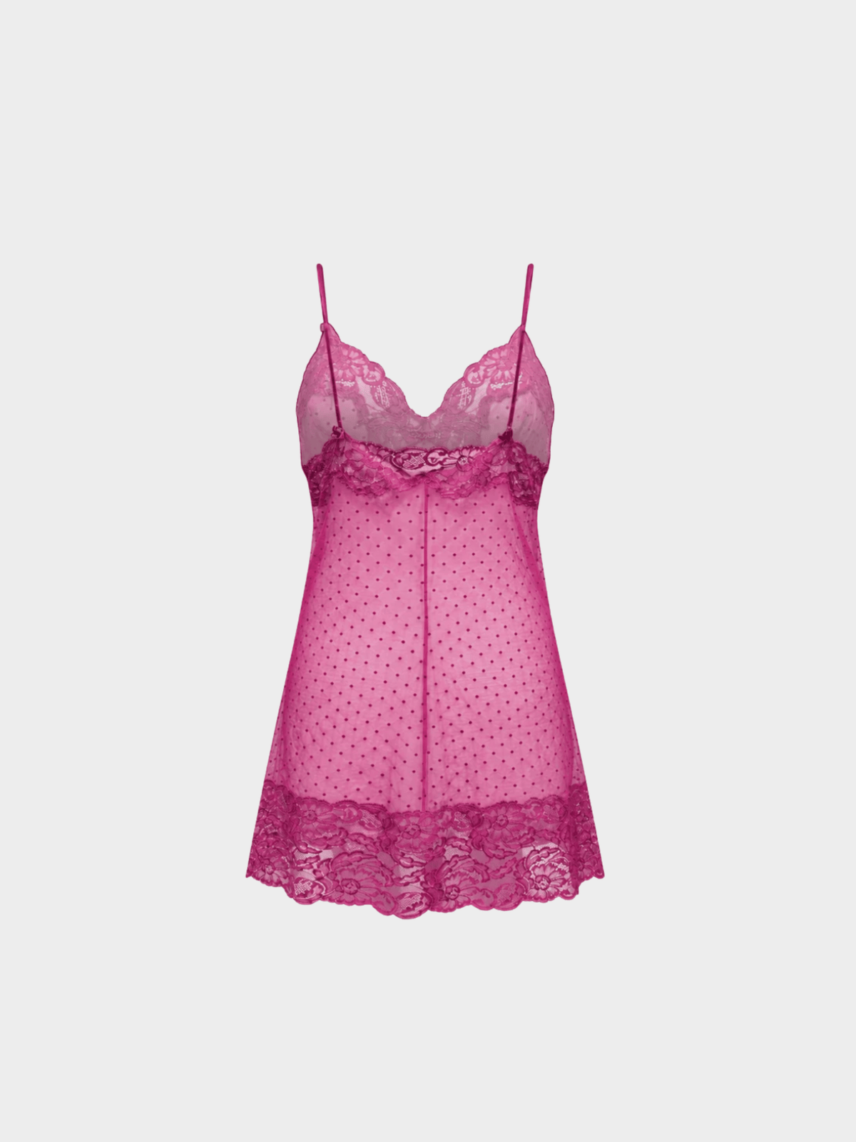 La Perla 2000s Pink Polka Dot Lace Slip Dress