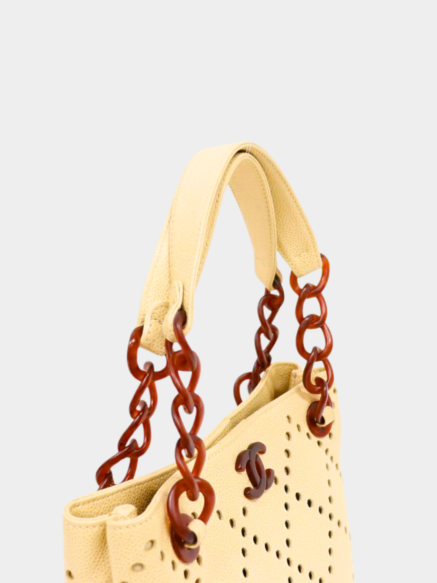 Chanel 2003 Beige Perforated Chain Bag