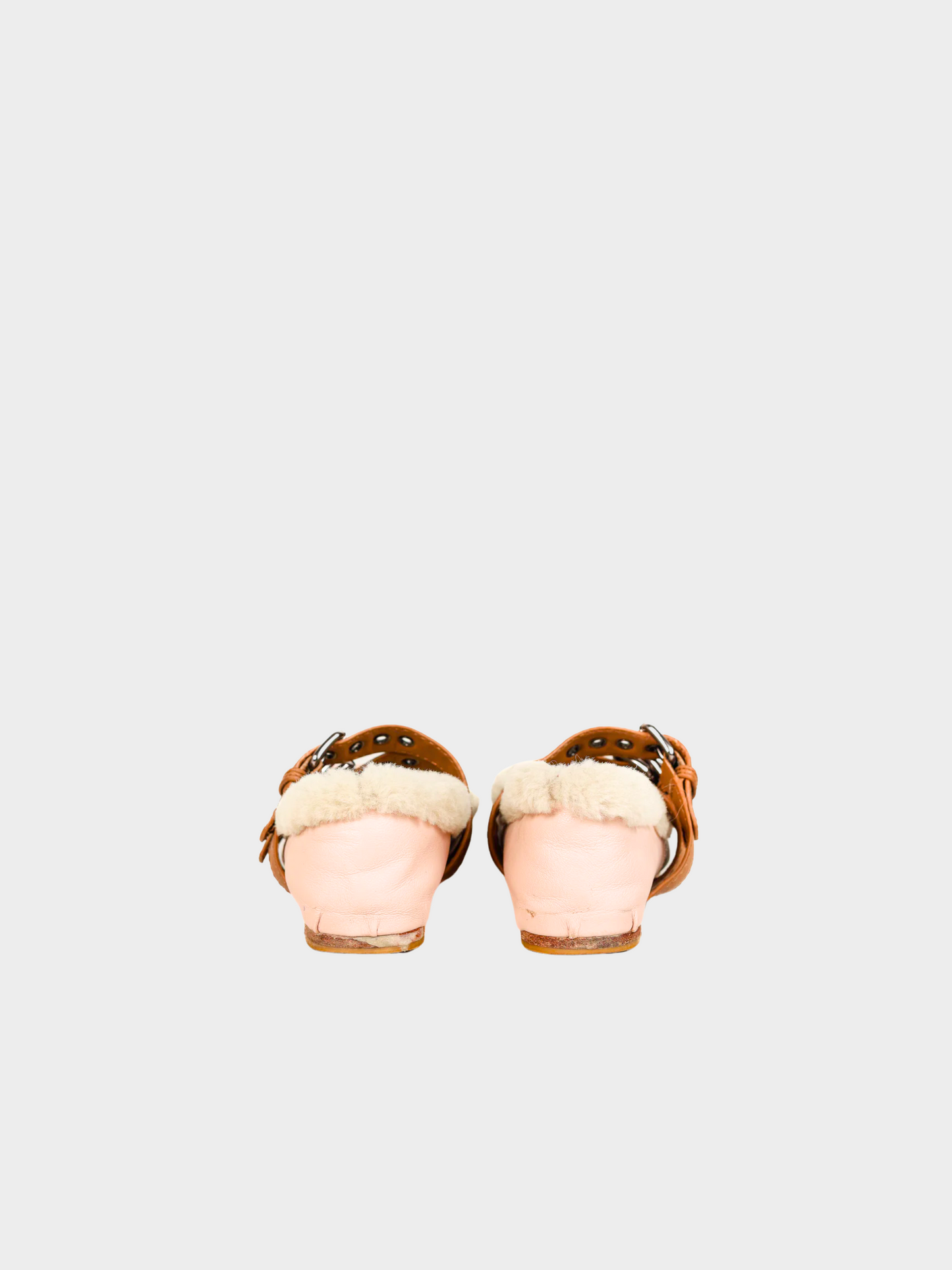 Miu Miu 2017 Pink Bow Shearling-Lined Leather Ballerina Flats
