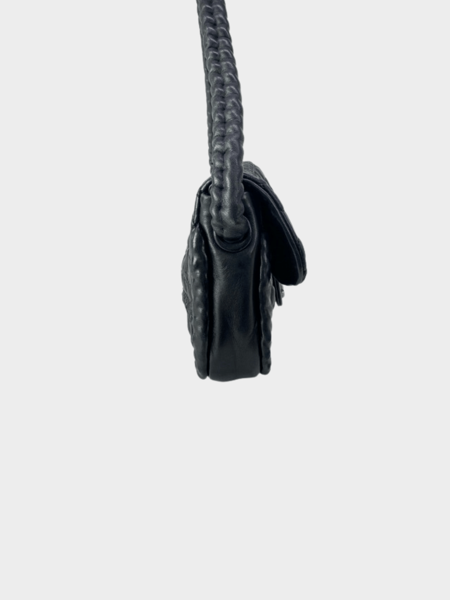 Chanel 2016 Black Crochet Lambskin CC Logo Bag