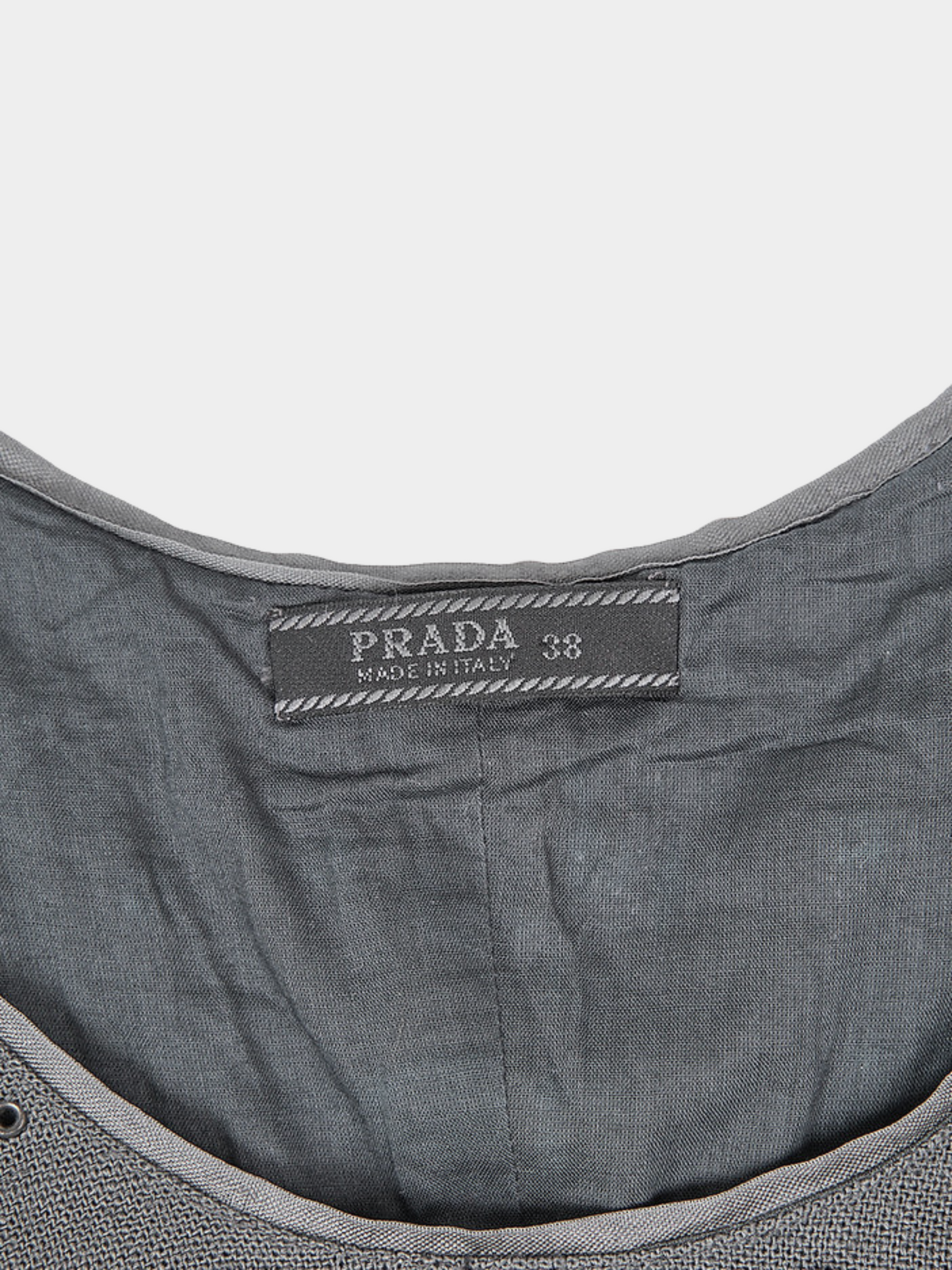 Prada FW 1999 Grey Studded Sleeveless Top and Skirt Set