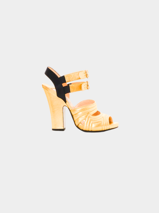 Prada 2000s Gold Buckle Heels