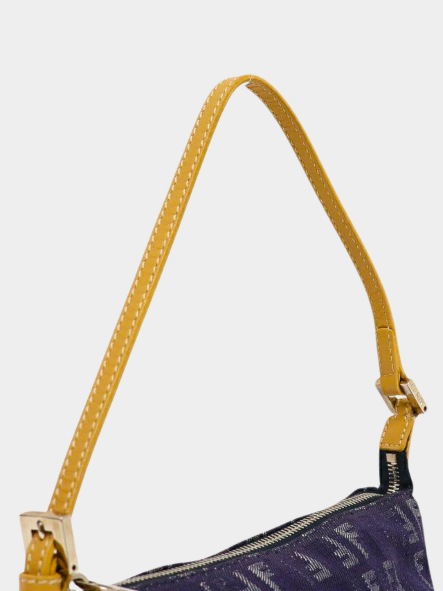 Fendi 2000s Blue Denim Monogram Shoulder Bag