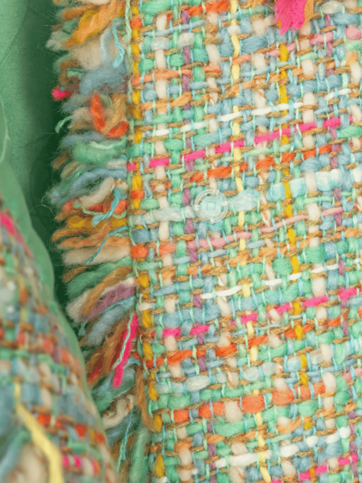 Chanel Métiers d’Art 2001 Mint-Green Wool-Tweed Rosette-Trim Jacket