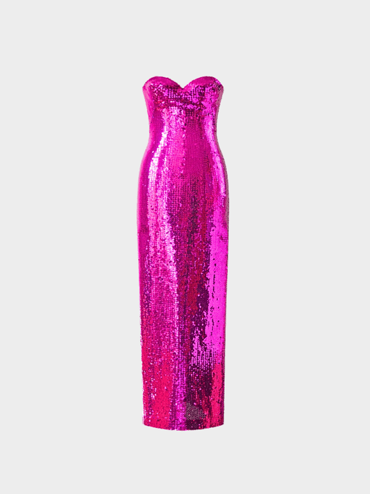 Loris Azzaro 1976 Fuschia Fully Beaded Gown