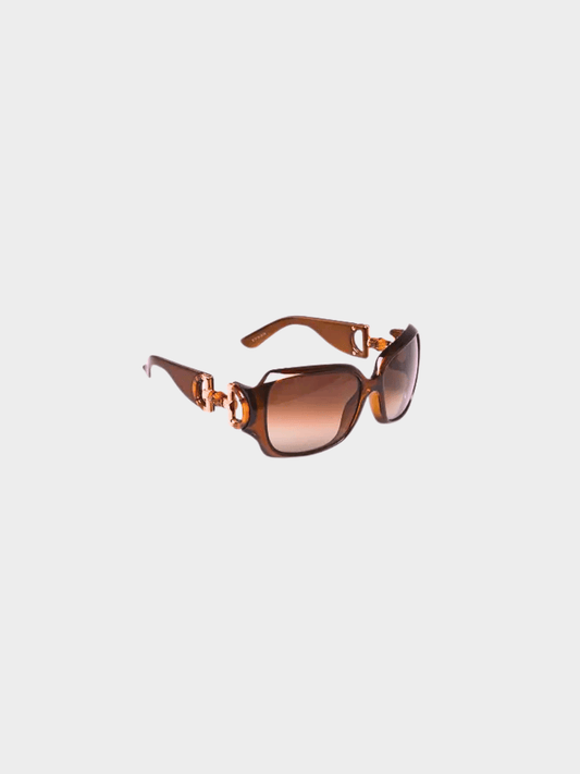 Gucci 2000s Brown GG 2969/S Bamboo Horsebit Sunglasses