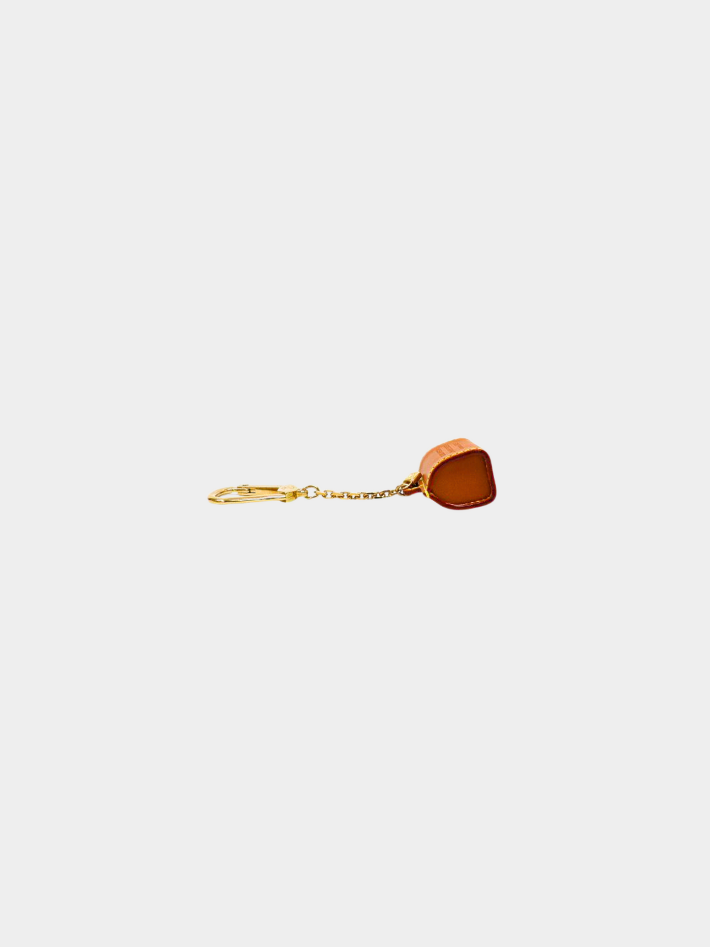 Louis Vuitton 2010s Brown Leather and Gold Bag Keychain Charm