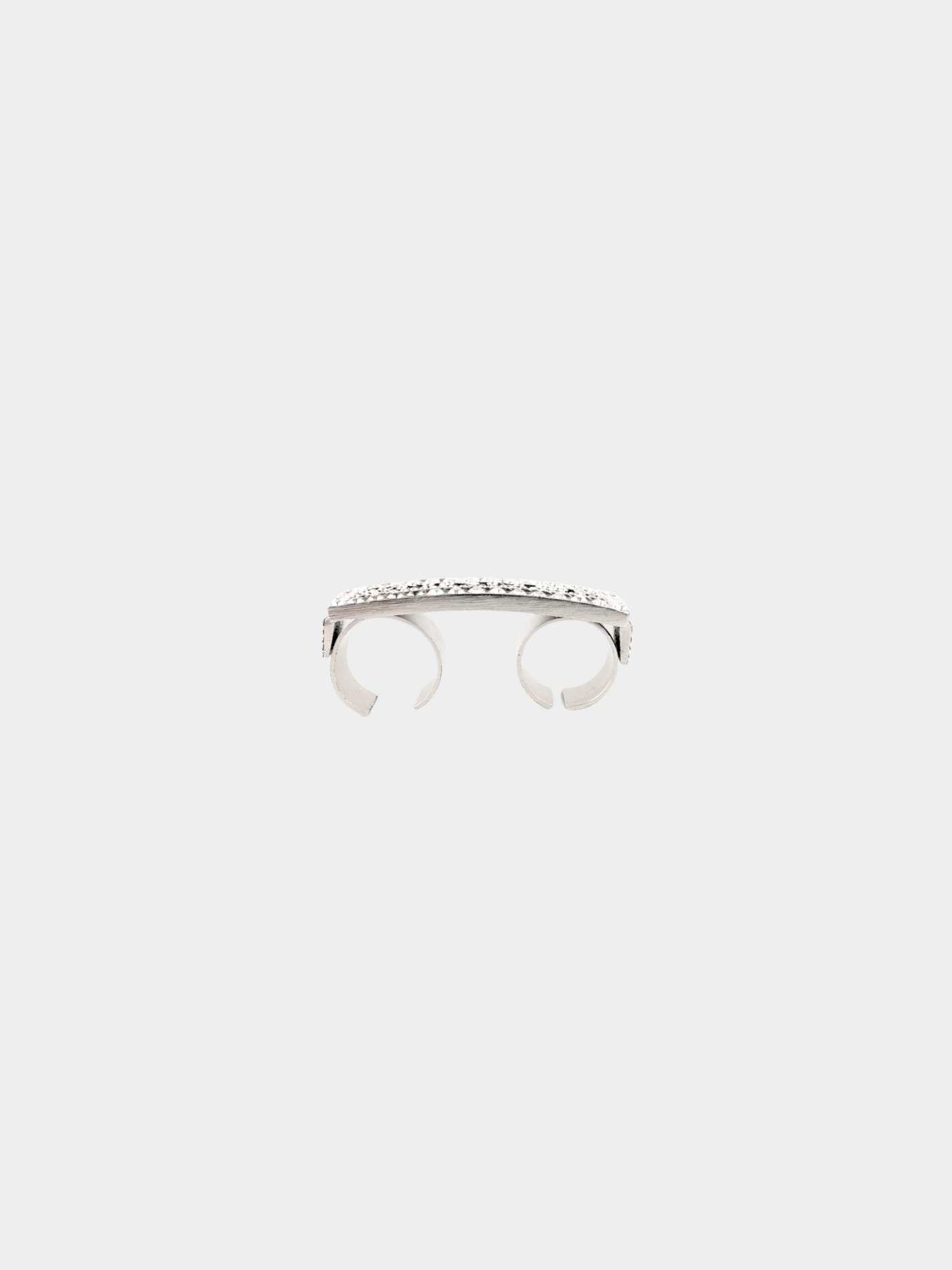 Chanel SS 2003 Silver Rhinestone Double ring