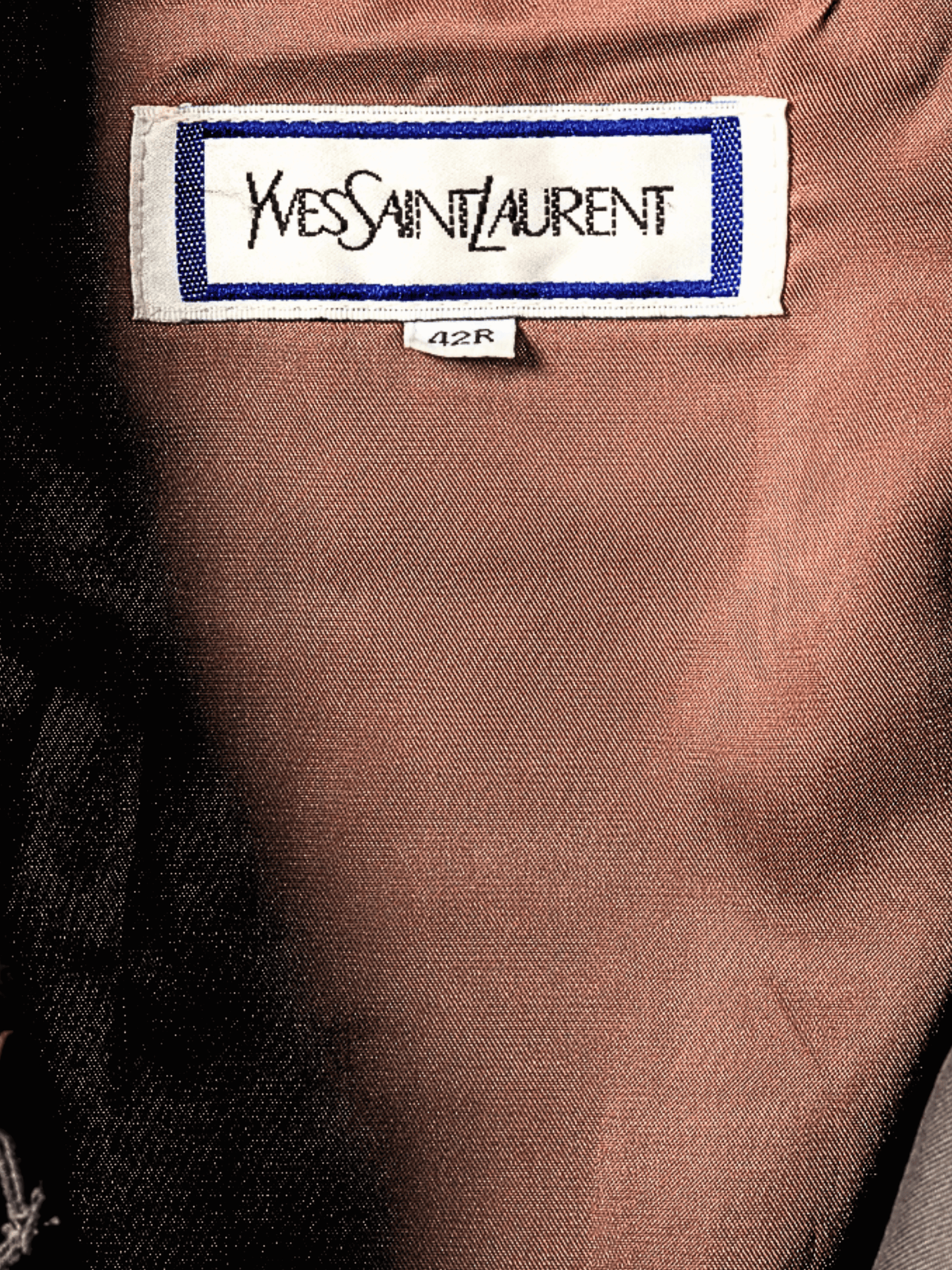 Yves Saint Laurent 2010s Grey Cotton-Twill Double-Breasted Belted Trench Coat