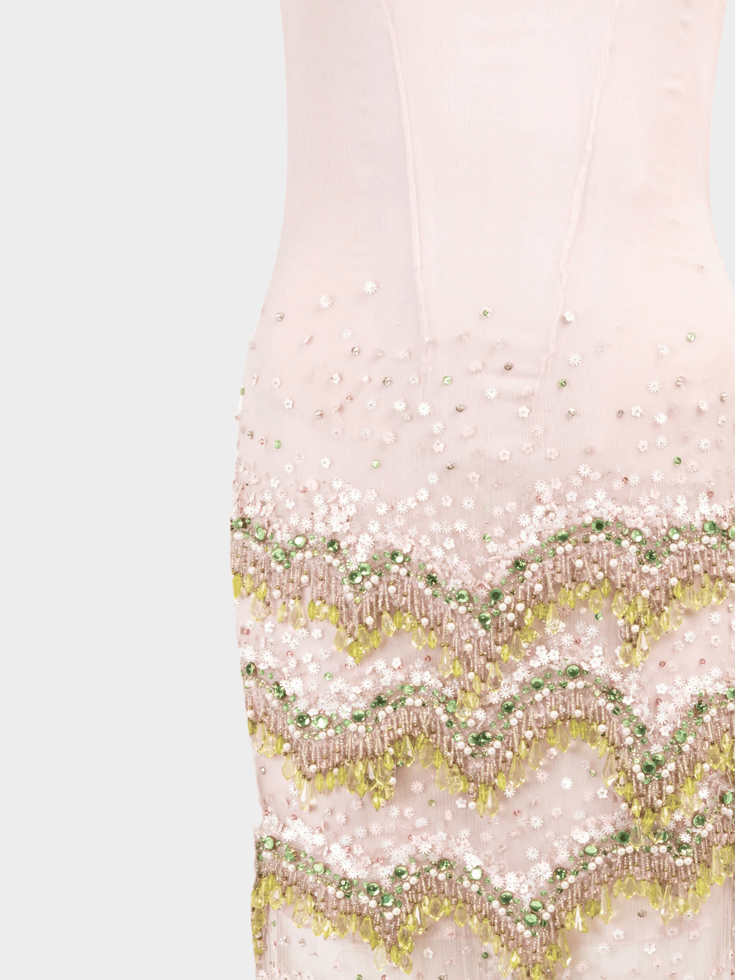 Roberto Cavalli FW 2002 Rare Beige Embellished Beaded Slip Dress