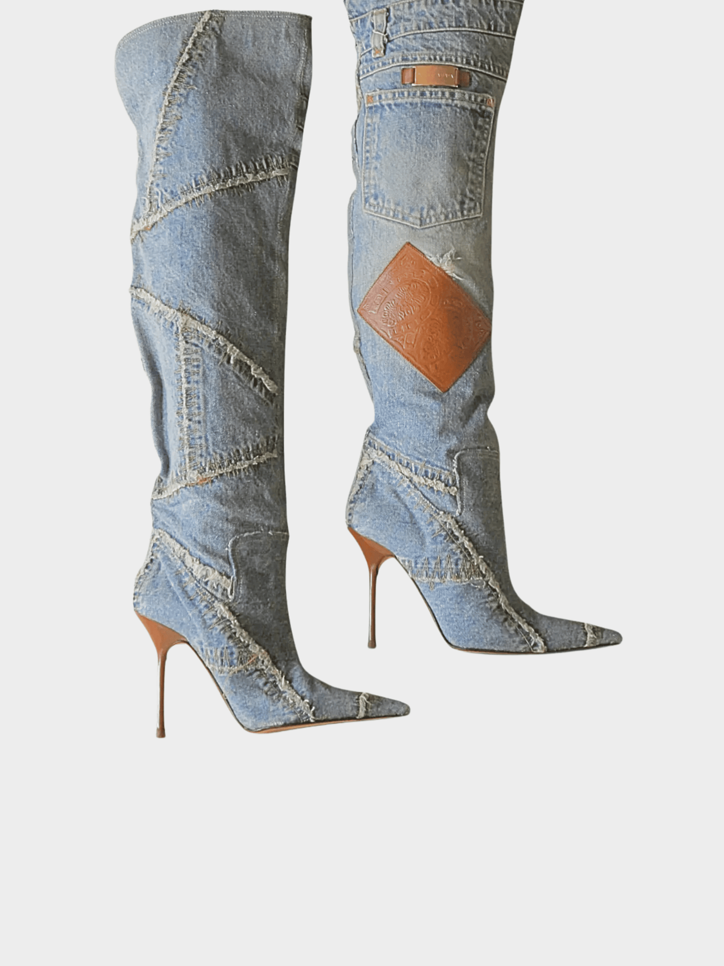 Dolce and Gabbana 2000s Blue Denim Patchwork Boots