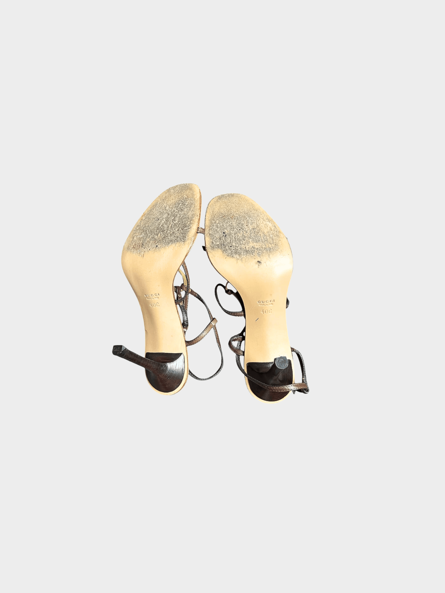 Gucci 2000s Brown Leather Bamboo Open Toe Sandal
