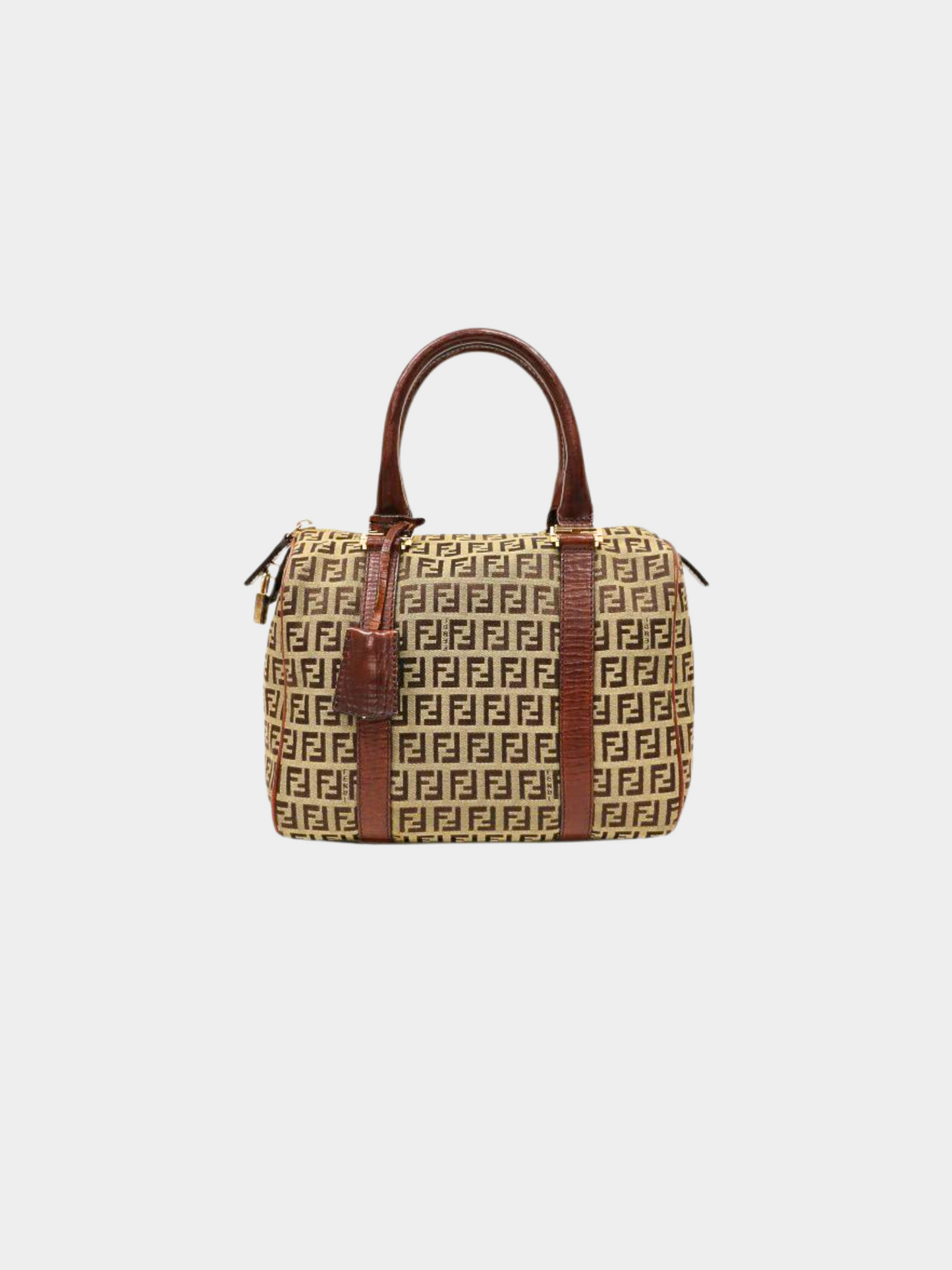 Fendi 2000s Brown Monogram Zucchino Boston Bag