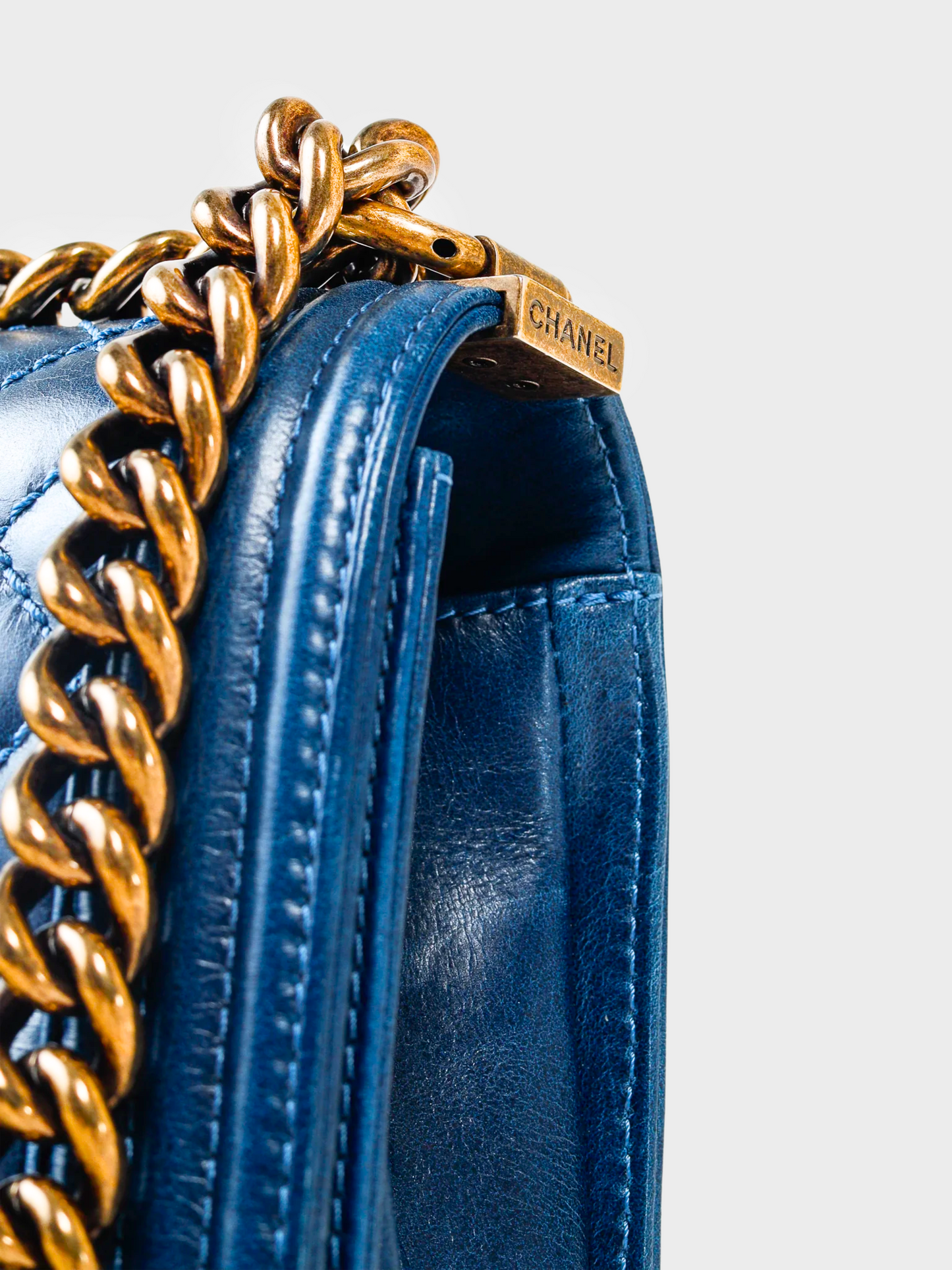 Chanel by Karl Lagerfeld 2012 Blue Quilted Large Boy Chain Shoulder Bag