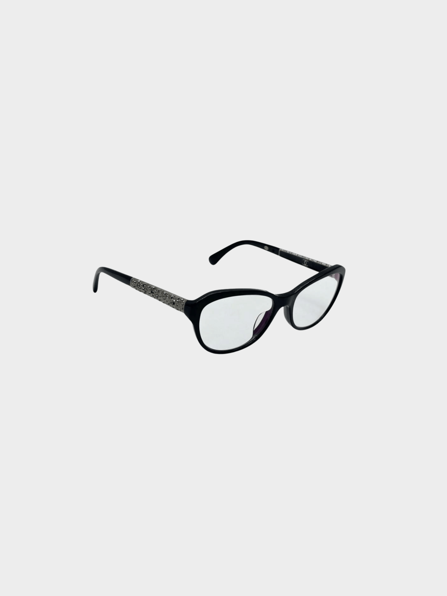 Chanel 2000s Black Rhinestone Eyeglasses
